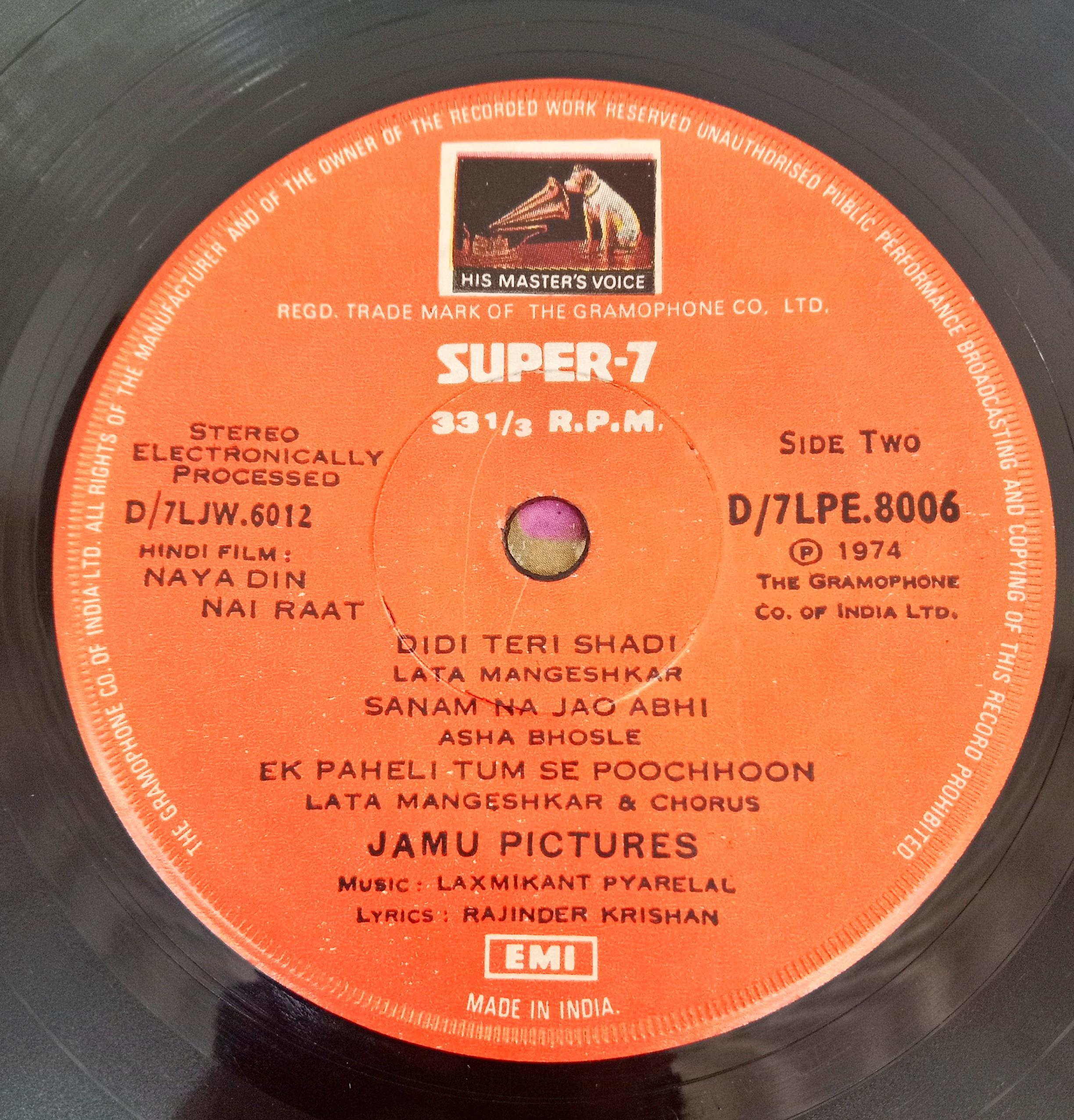 Laxmikant-Pyarelal -  Naya Din Nai Raat (45-RPM)