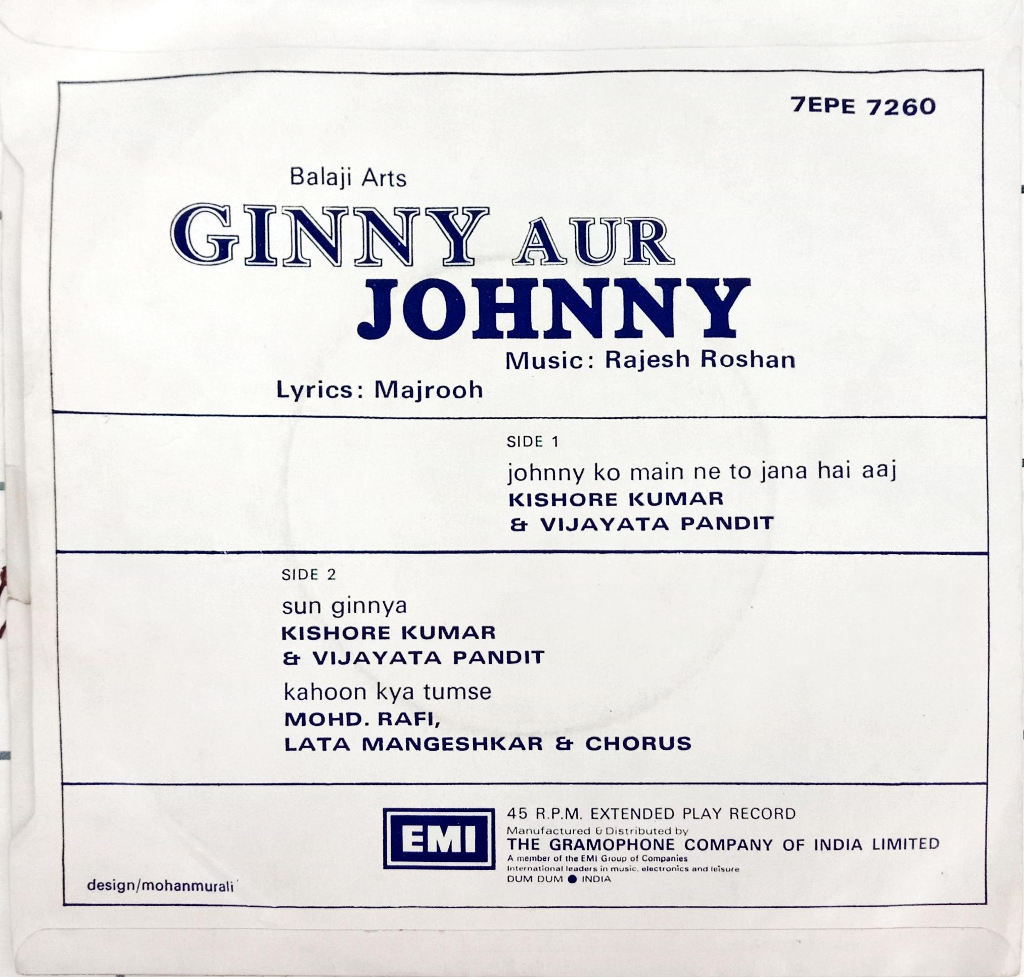 Rajesh Roshan  - Ginny Aur Johnny (45-RPM)