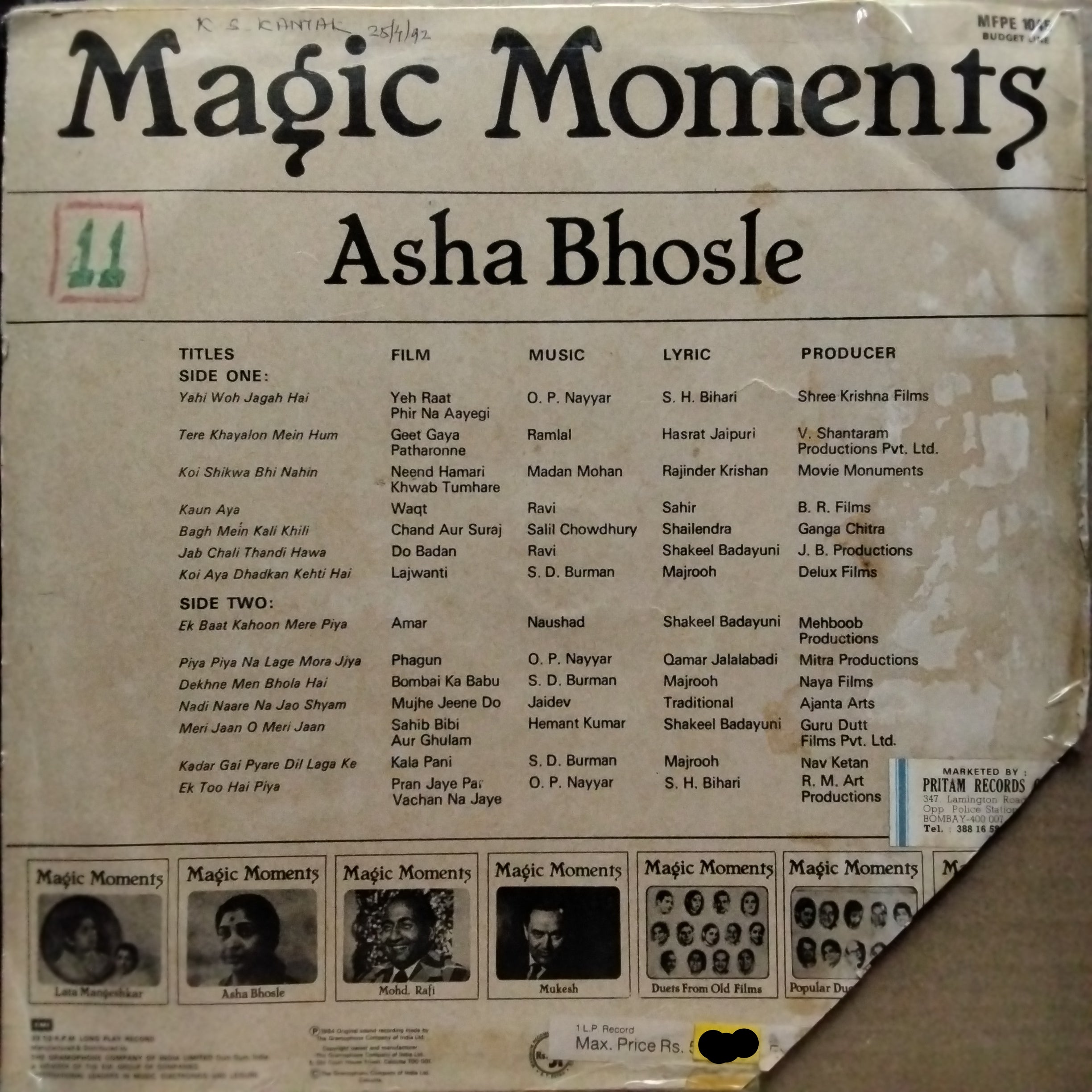 Asha Bhosle - Magic Moments (Vinyl)