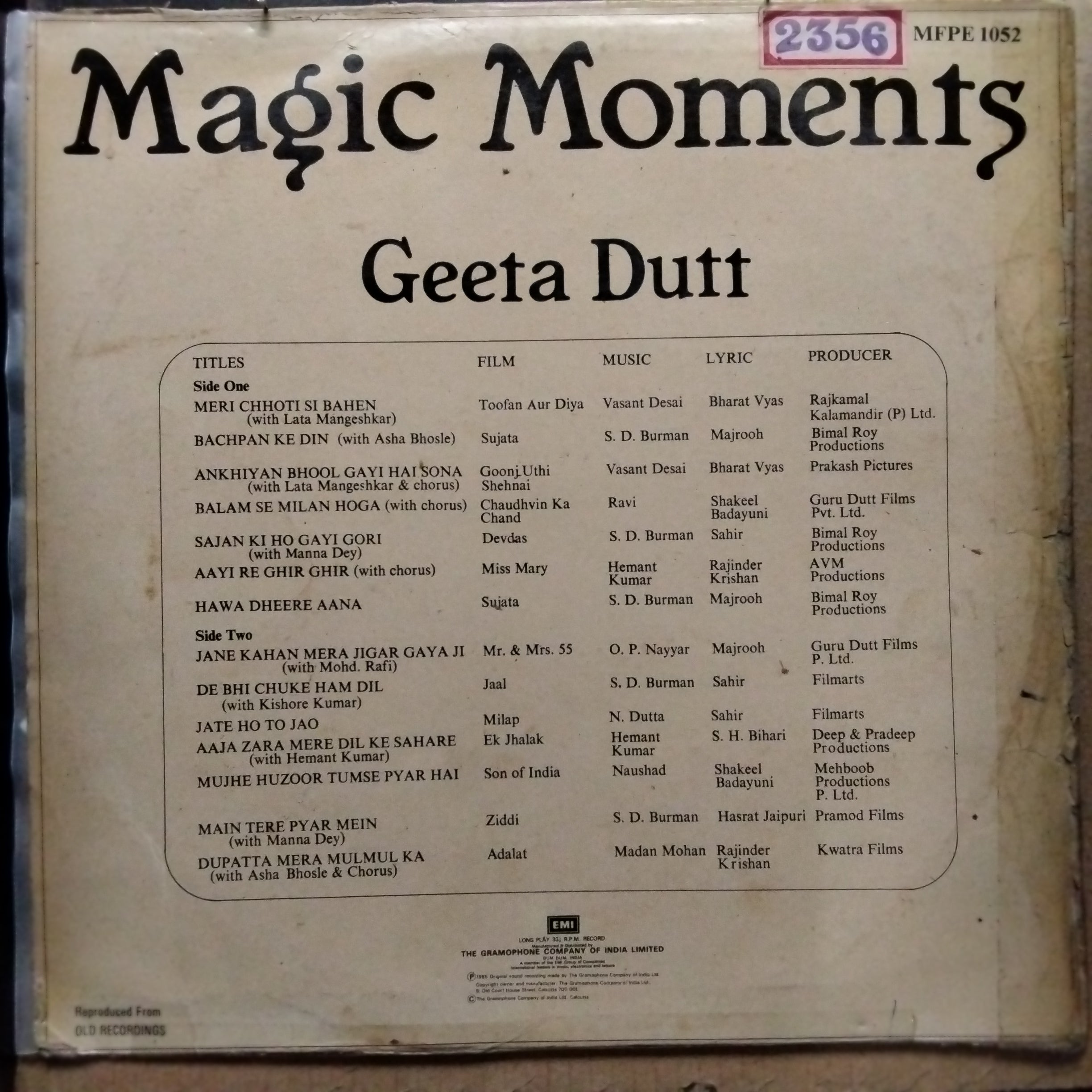 Geeta Dutt  - Magic Moments (Vinyl)