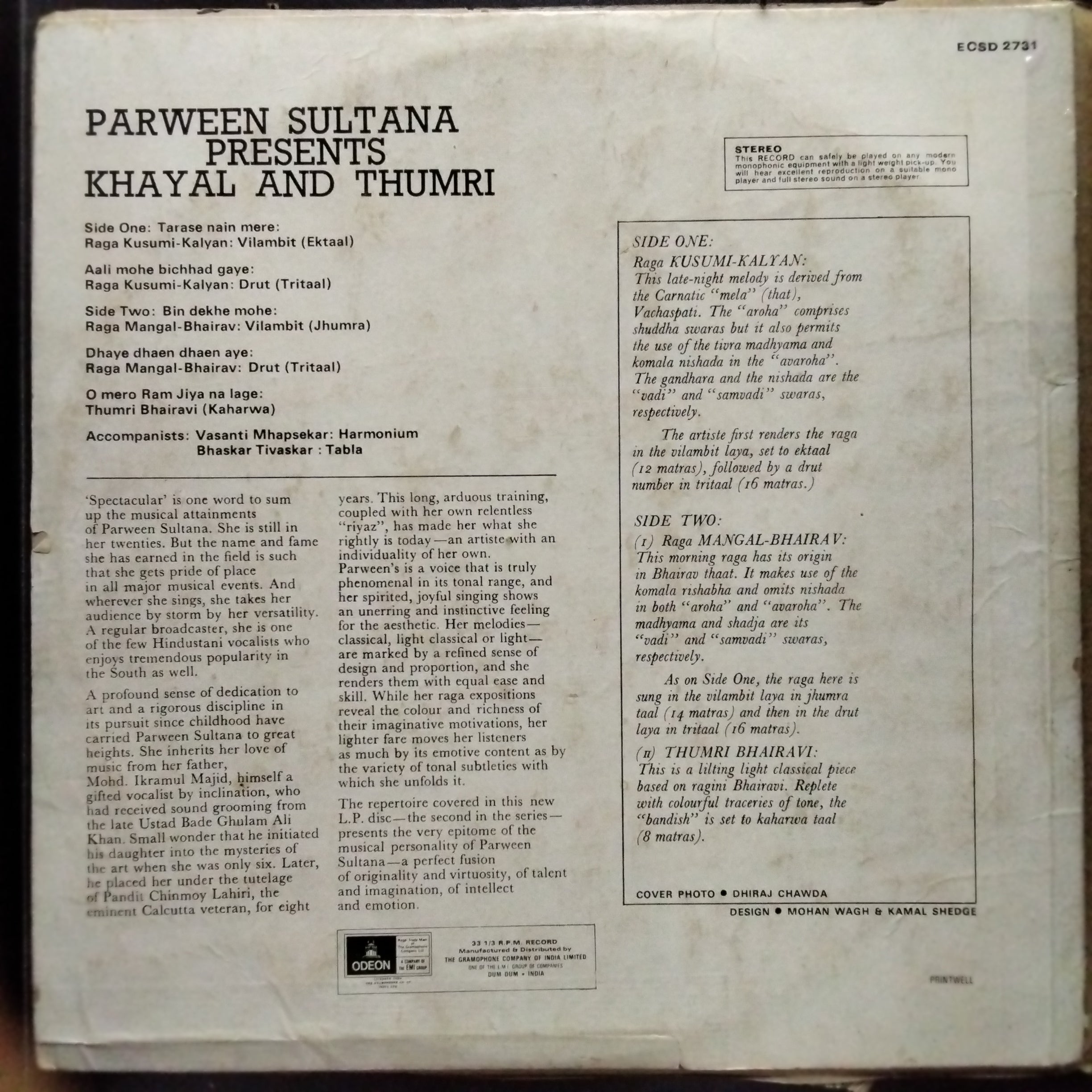 Parween Sultana  - Khayal & Thumri (Vinyl)