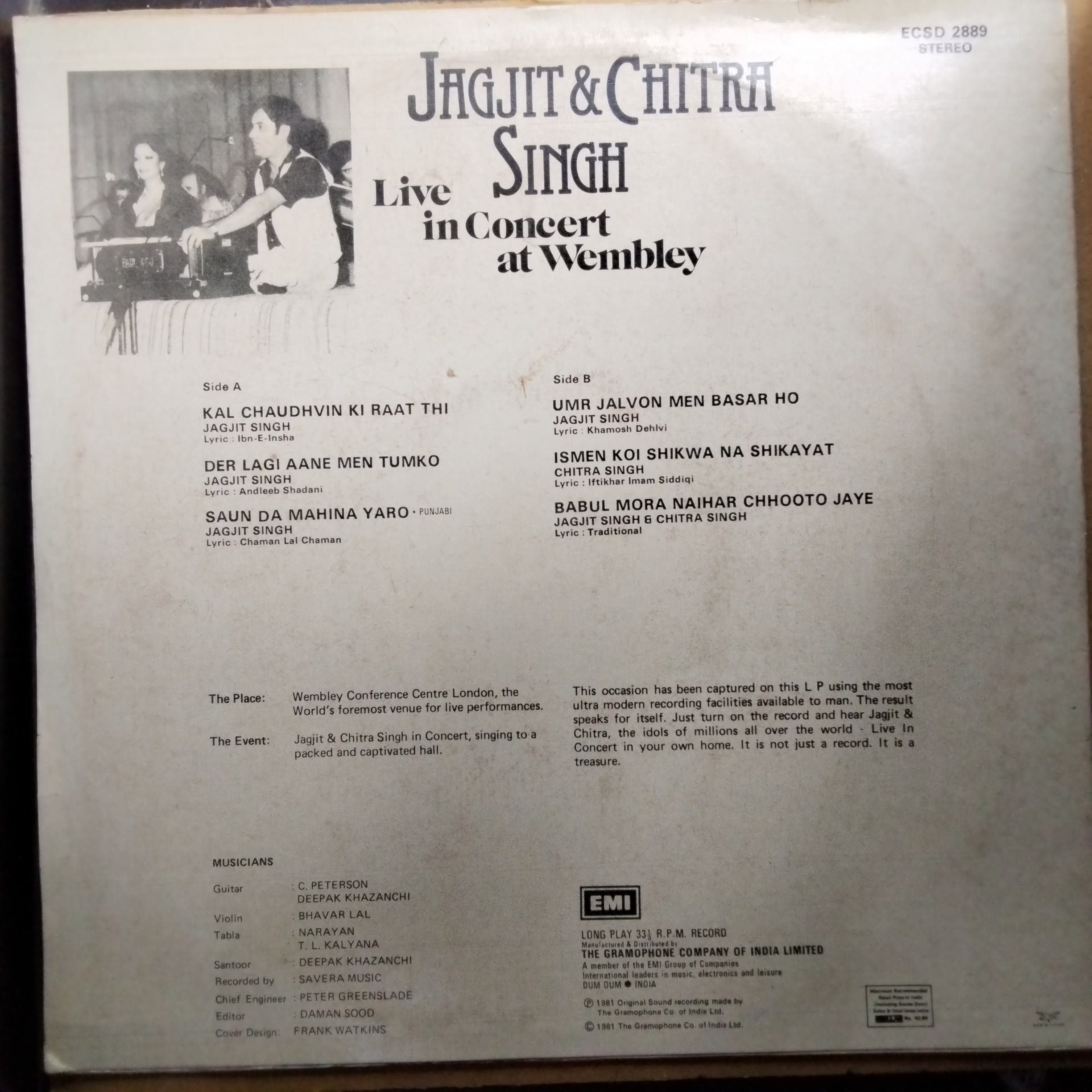 Jagjit Singh & Chitra Singh*  - Live In Concert At Wembley (Vinyl)