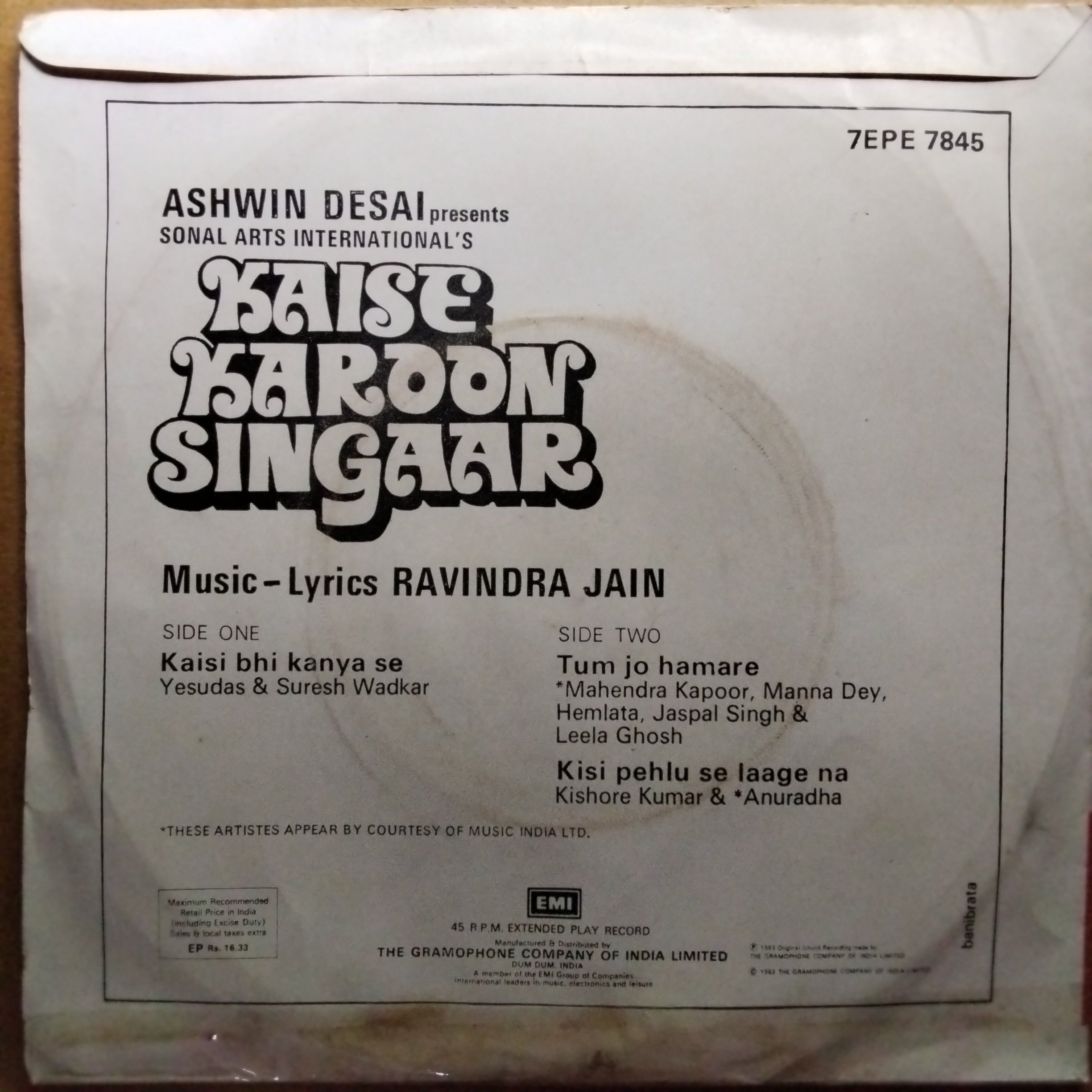 Ravindra Jain  - Kaise Karoon Singaar (45-RPM)