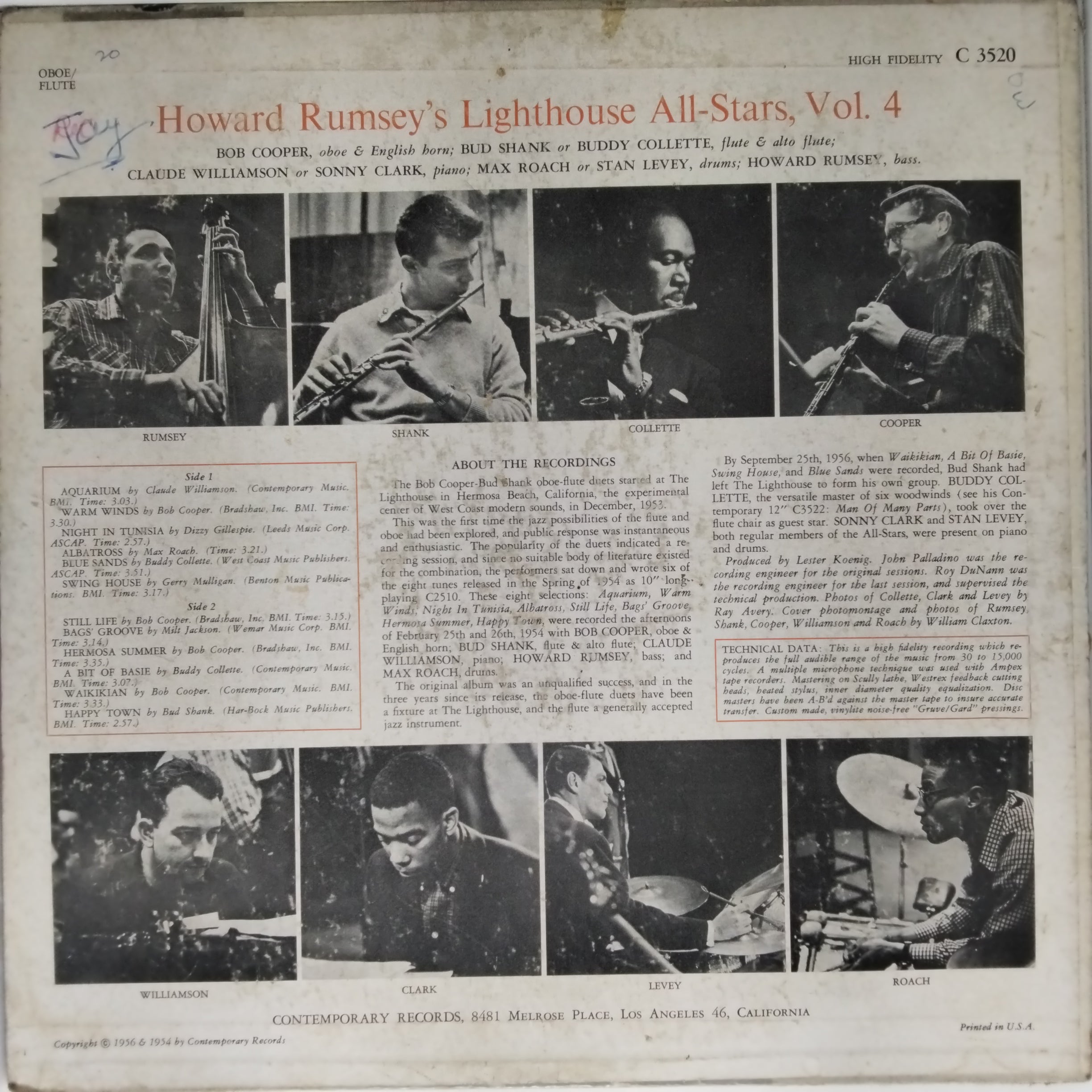 Howard Rumsey'S Lighthouse All-Stars  - Volume 4, Oboe/Flute (Vinyl)