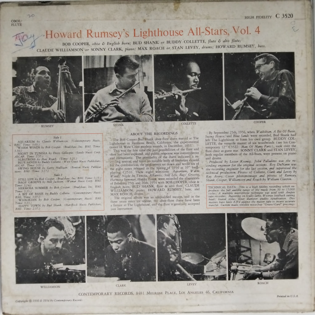 Howard Rumsey'S Lighthouse All-Stars  - Volume 4, Oboe/Flute (Vinyl)