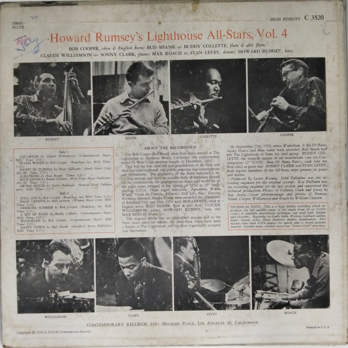 Howard Rumsey'S Lighthouse All-Stars  - Volume 4, Oboe/Flute (Vinyl)