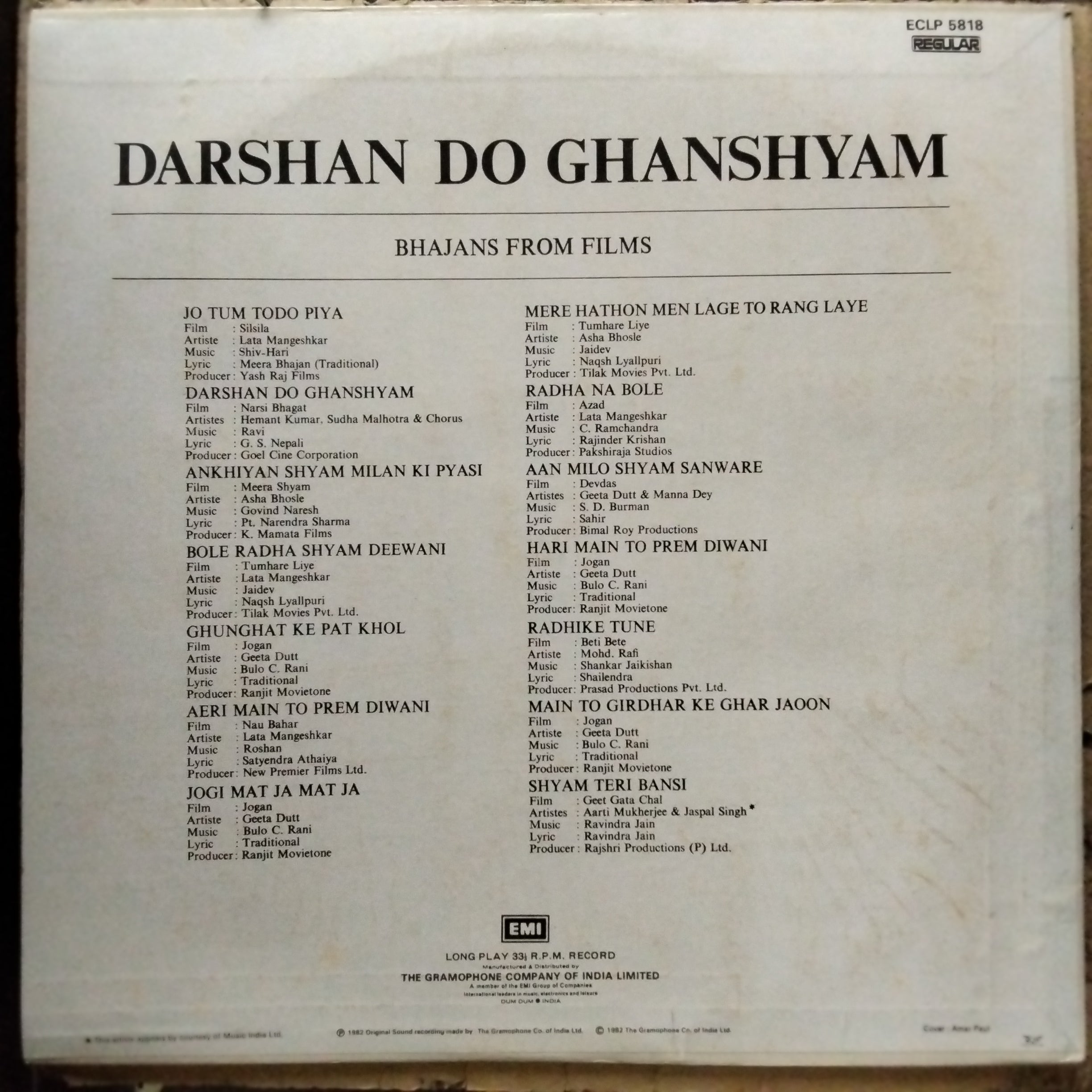 Various - Darshan Do Ghanshyam - Bhajans From Films (Vinyl)