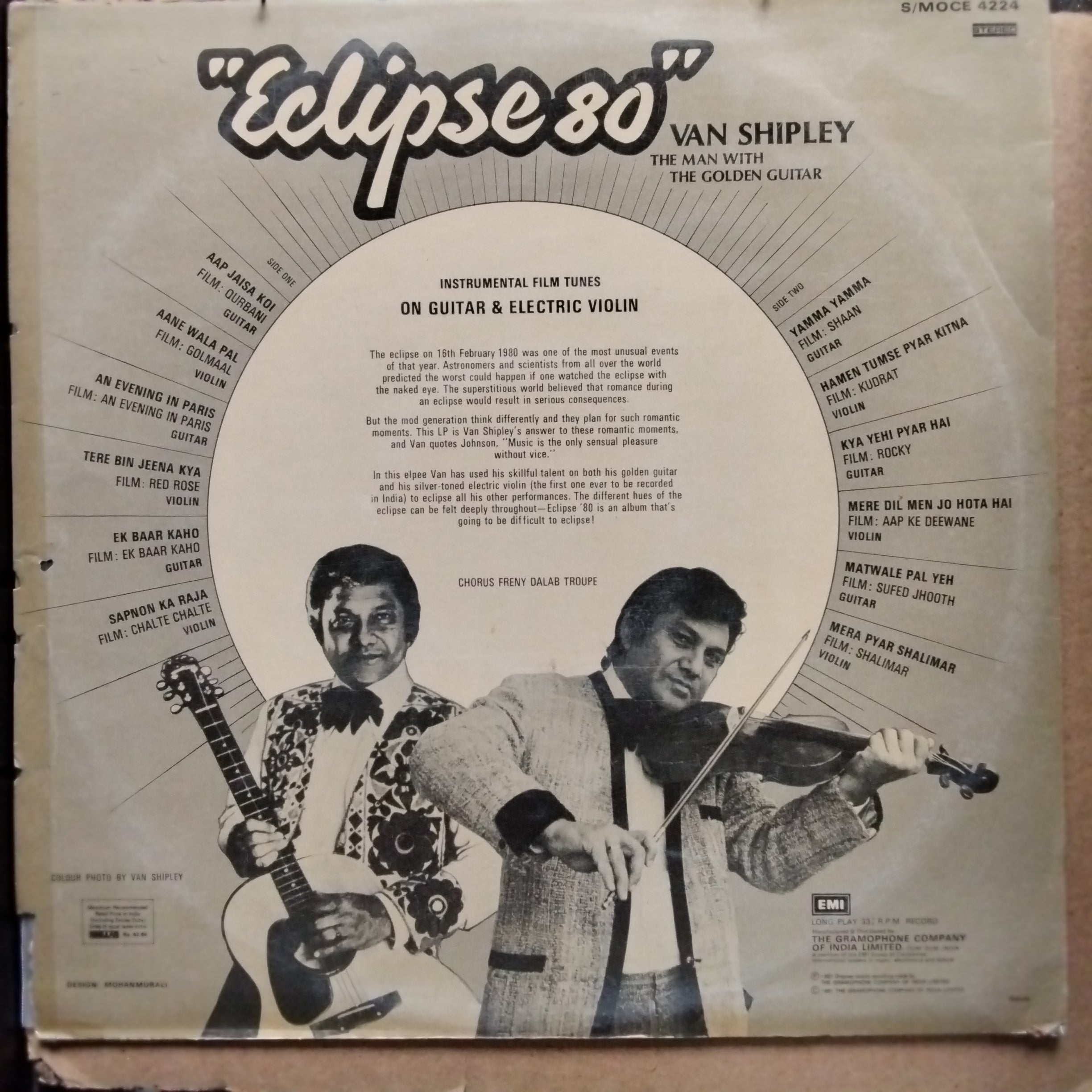 Van Shipley  - "Eclipse 80" (Instrumental Film Tunes On Guitar & Electric Violin) (Vinyl)