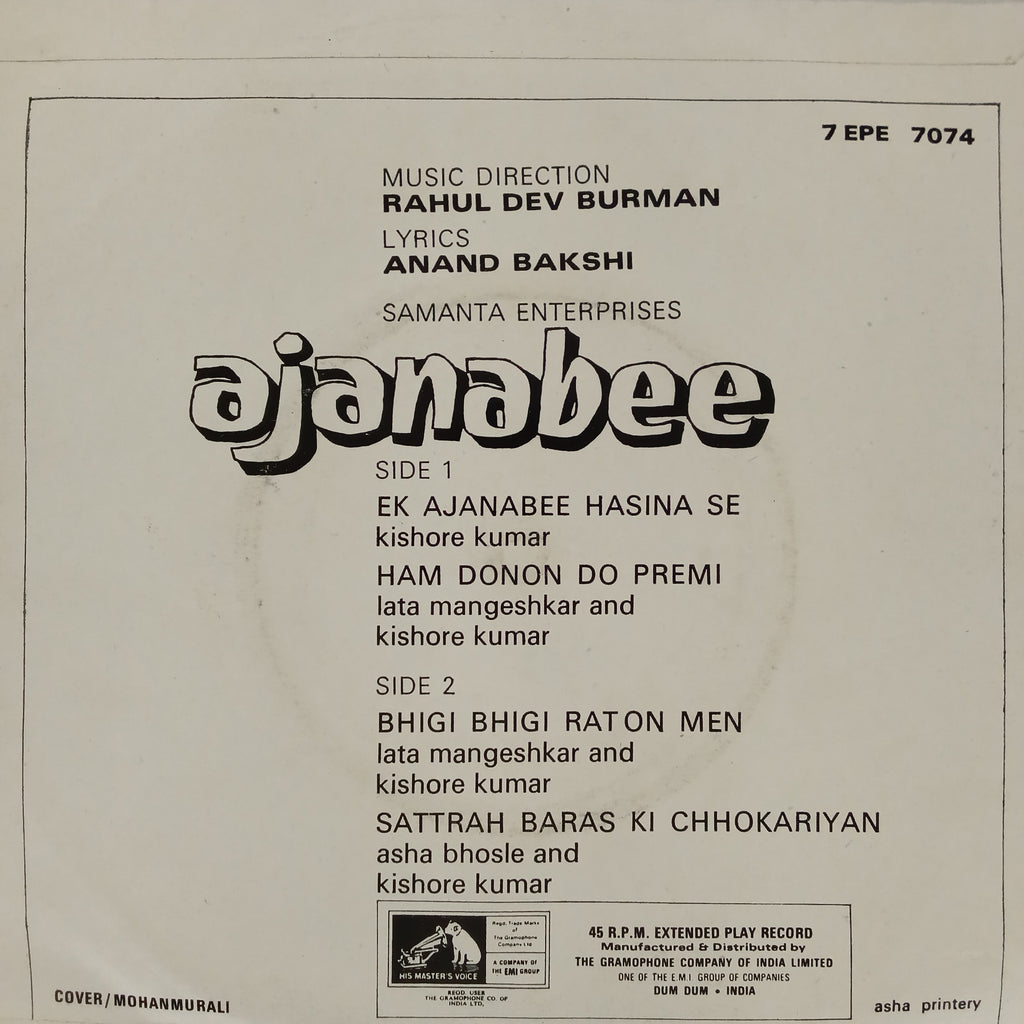 Rahul Dev Burman*  - Ajanabee (45-RPM)