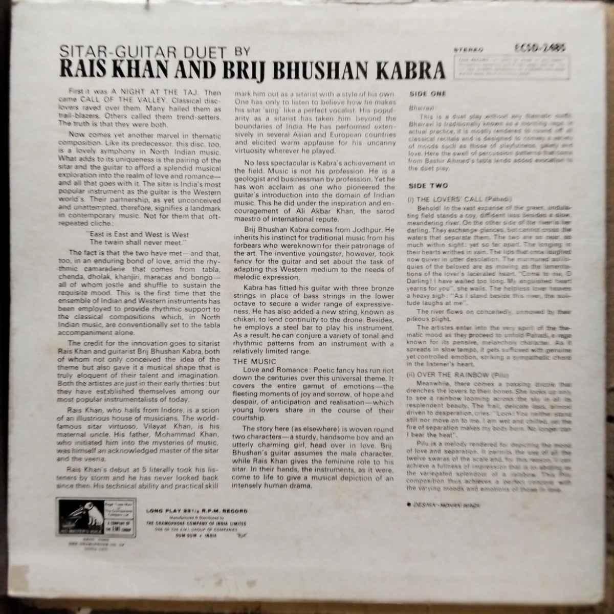 Rais Khan & Brij Bhushan Kabra  - Sitar & Guitar (Vinyl)