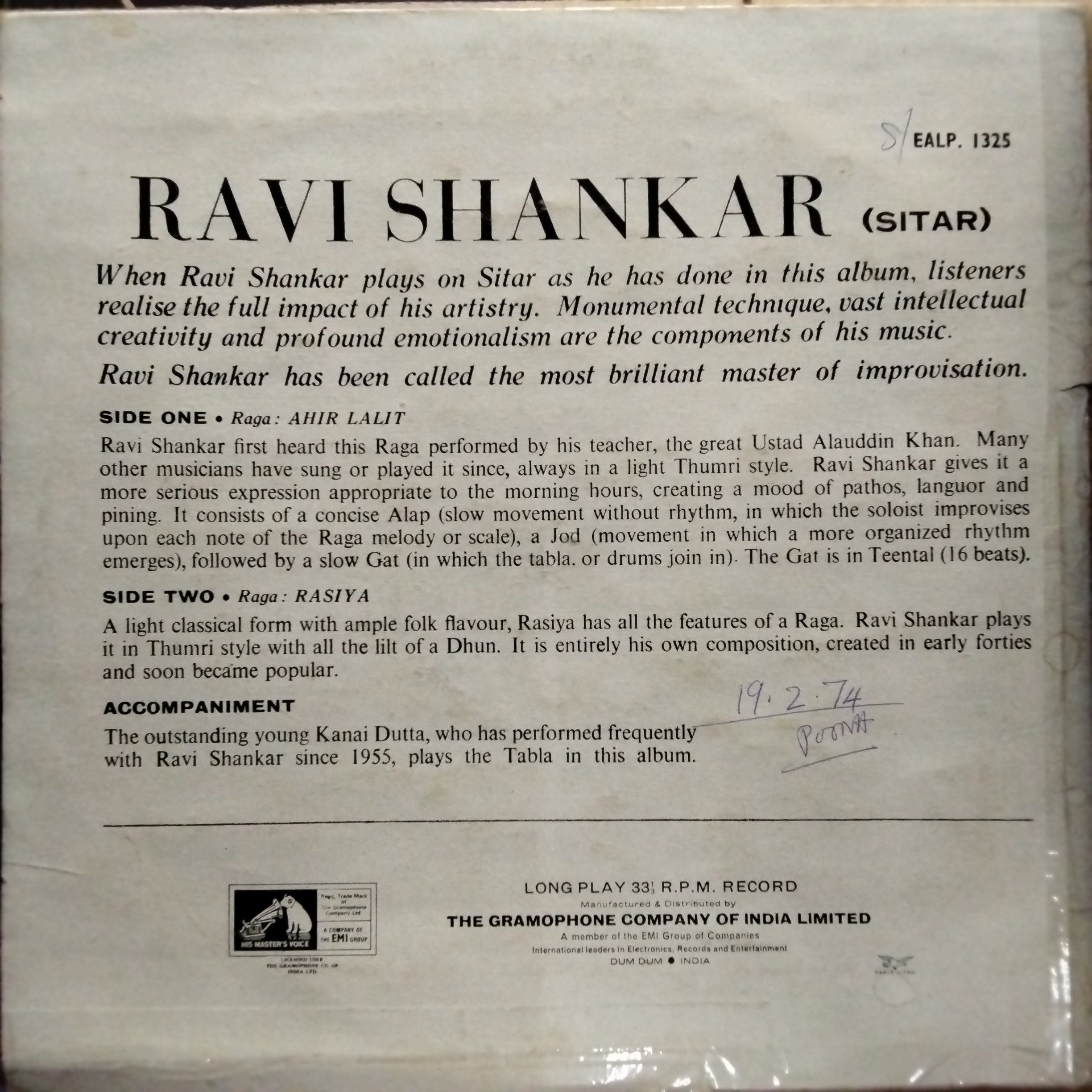 Ravi Shankar  - Two RāGa Moods (Vinyl)
