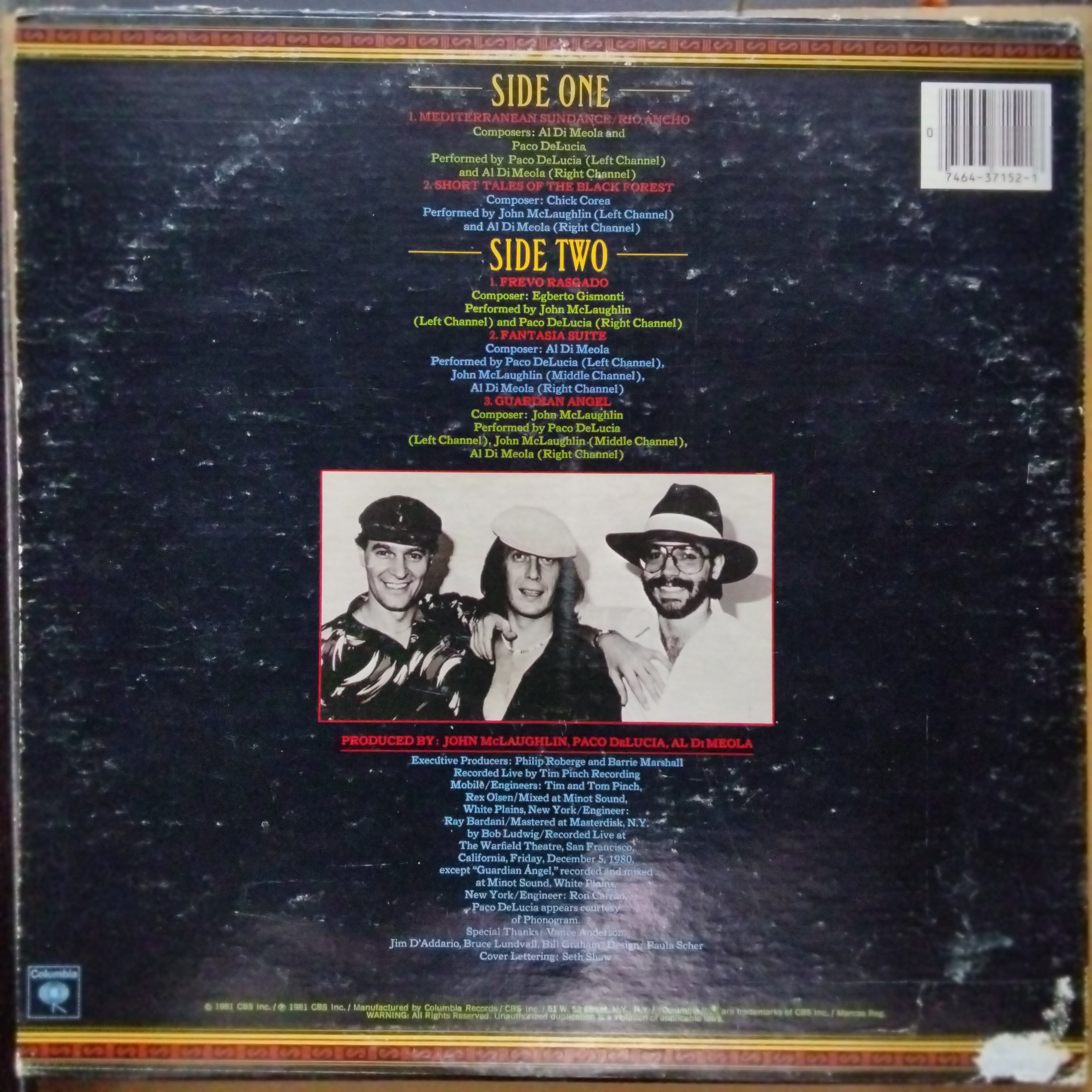 Al Di Meola, John McLaughlin, Paco De Lucia*  - Friday Night In San Francisco (Vinyl)