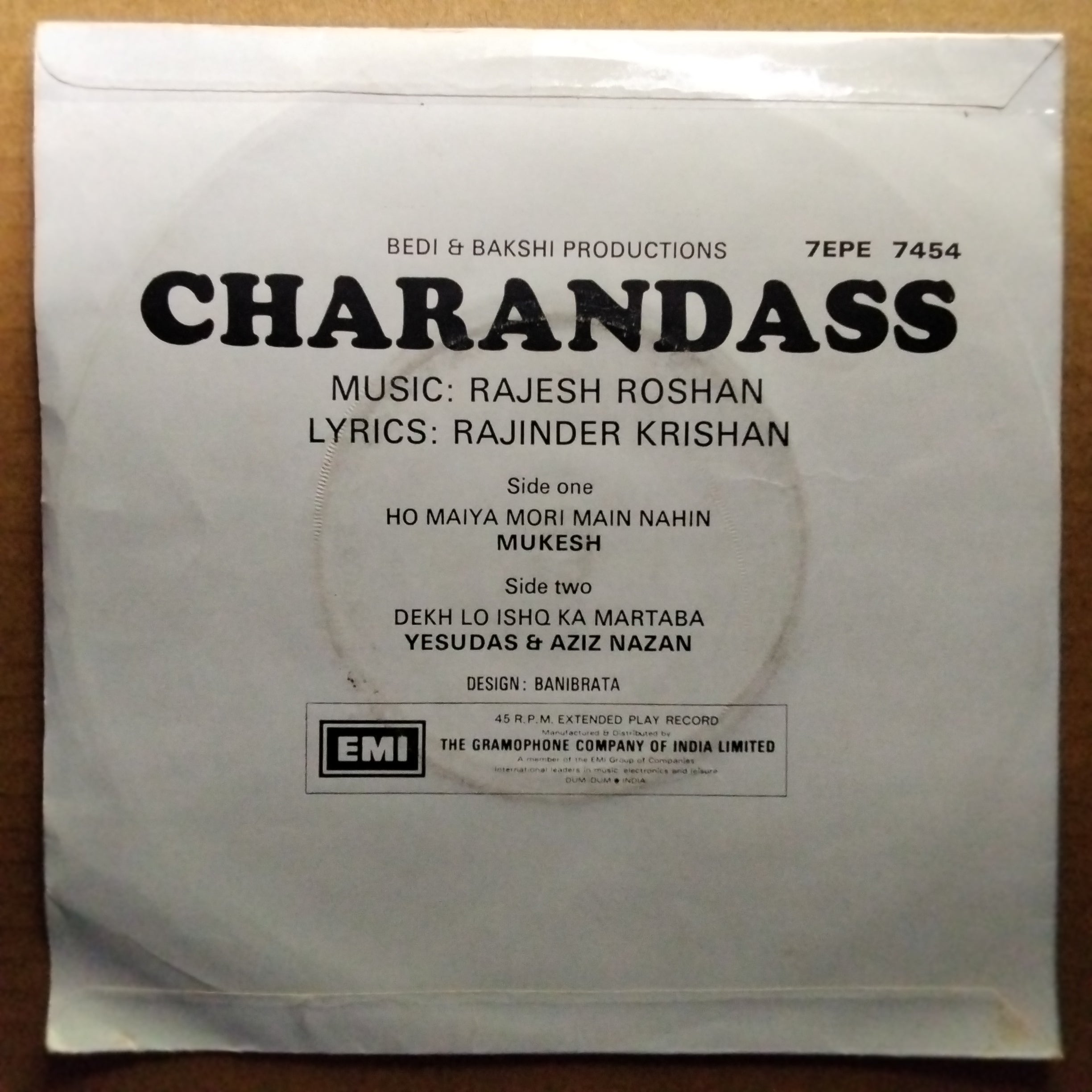 Rajesh Roshan, Rajinder Krishan  - Charandass (45-RPM)