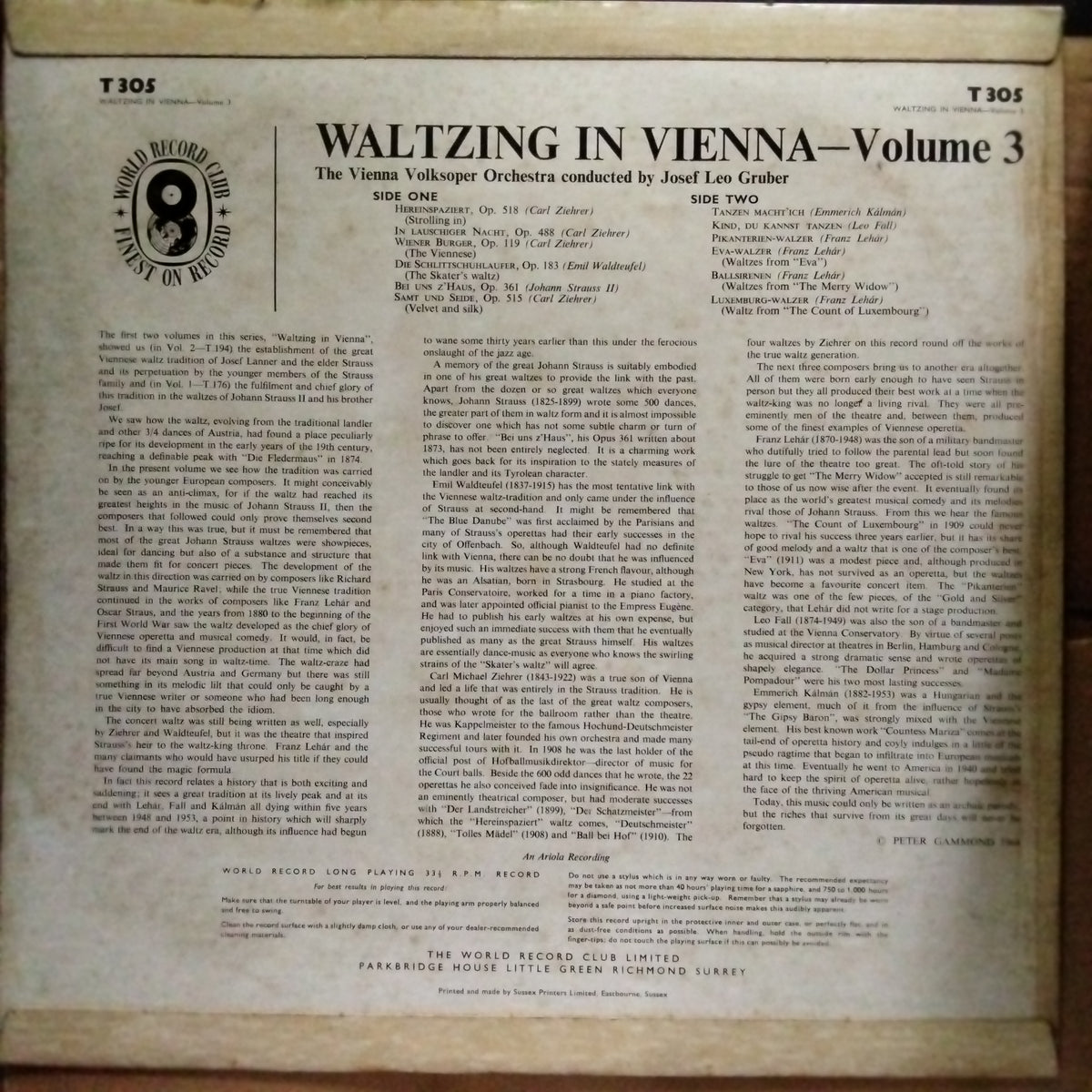 Josef Leo Gruber - Waltzing In Vienna - Volume 3 (Vinyl)