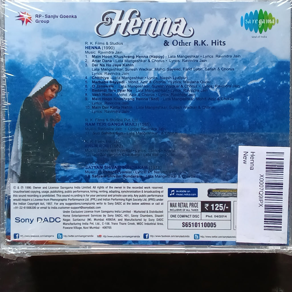 Ravindra Jain + Laxmikant Pyarelal  - Henna + R K Hits (CD)