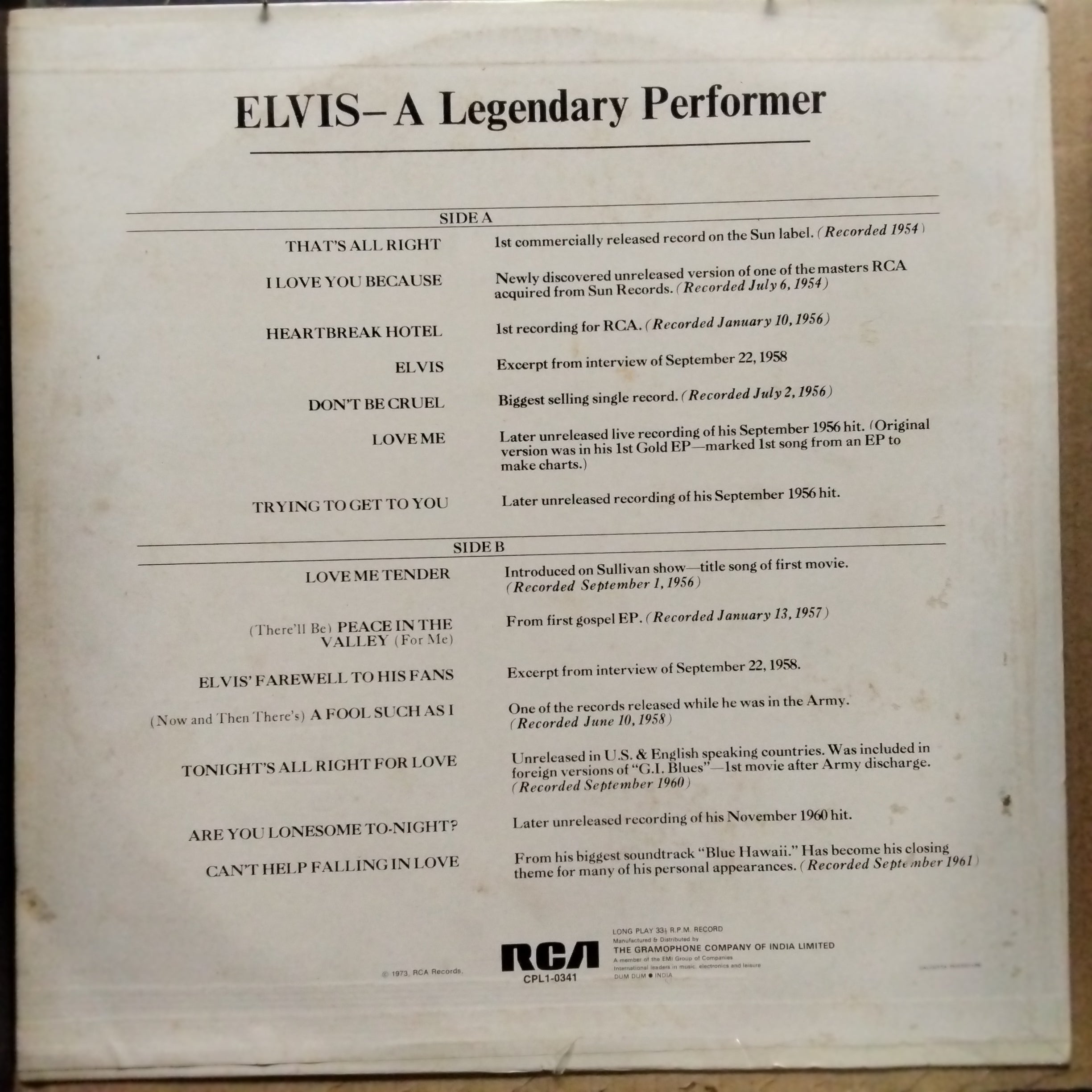 Elvis Presley  - A Legendary Performer - Volume 1 (Vinyl)