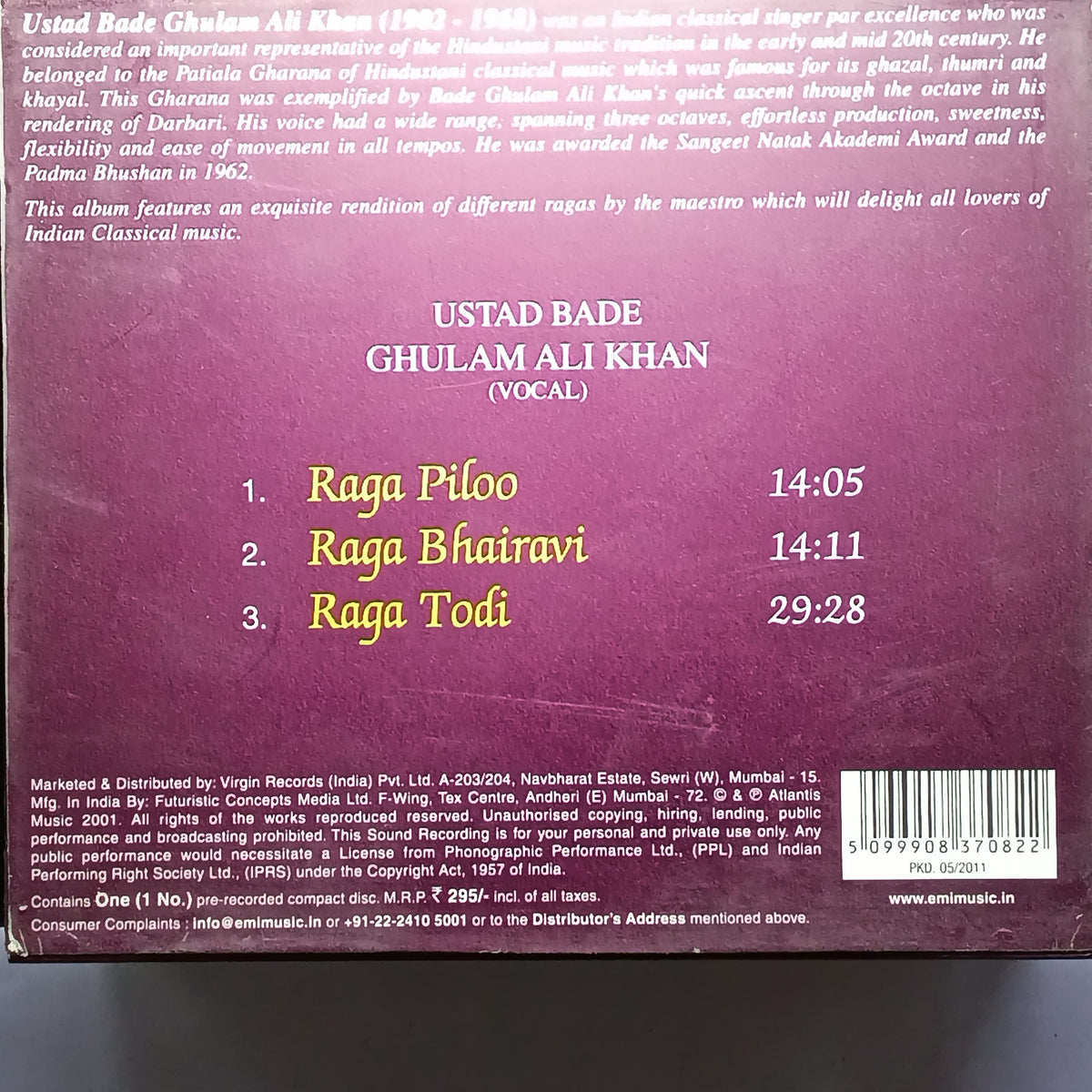 Bade Ghulam Ali Khan - Classical Encounter  (CD)