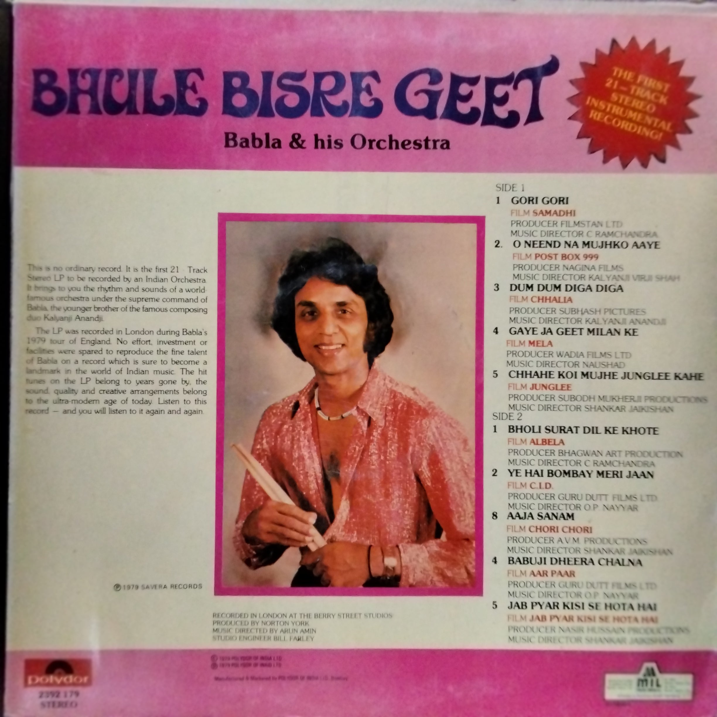 Babla & His Orchestra - Bhule Bisre Geet (Vinyl)