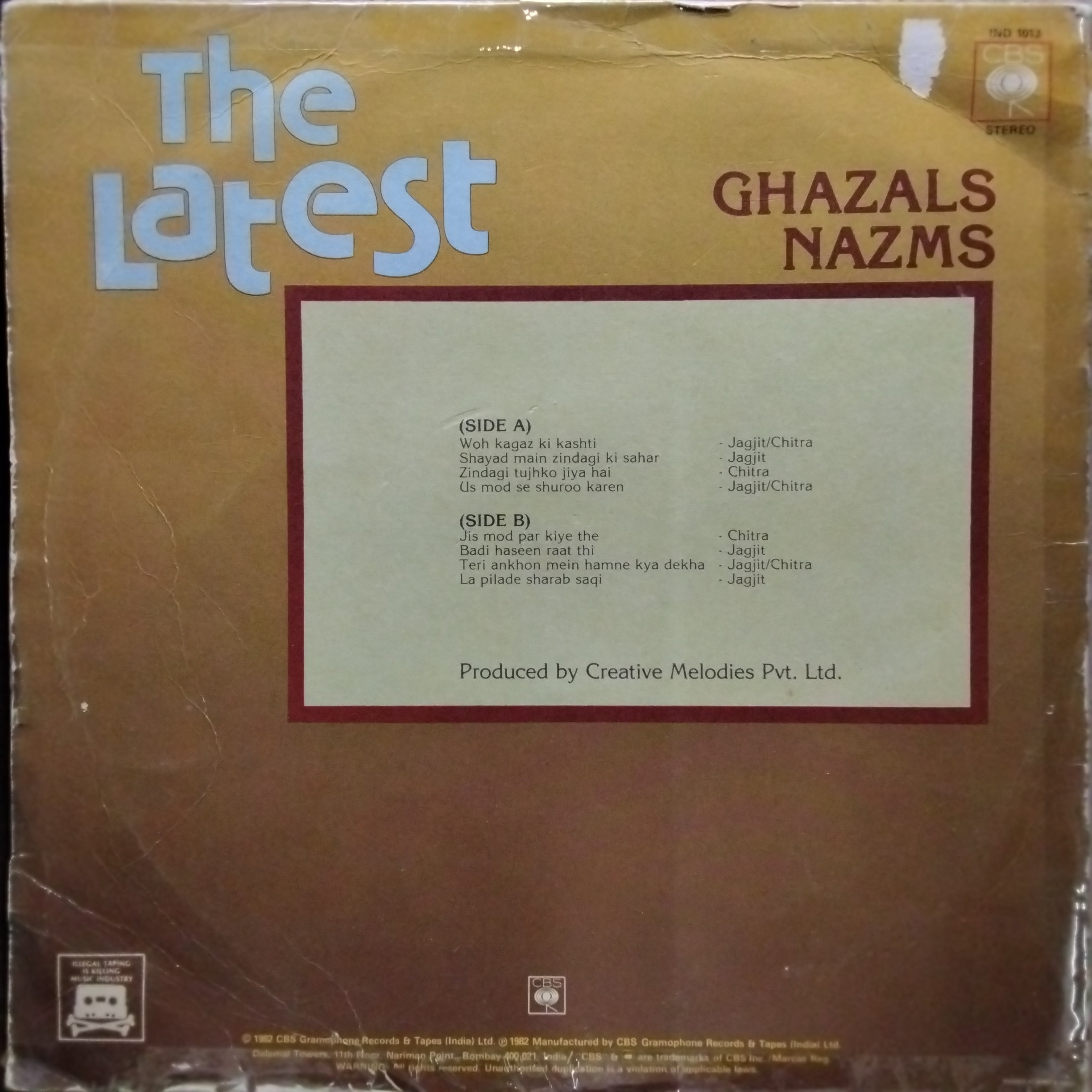 Jagjit Singh Chitra Singh - The Latest Ghazals Nazms (Vinyl)