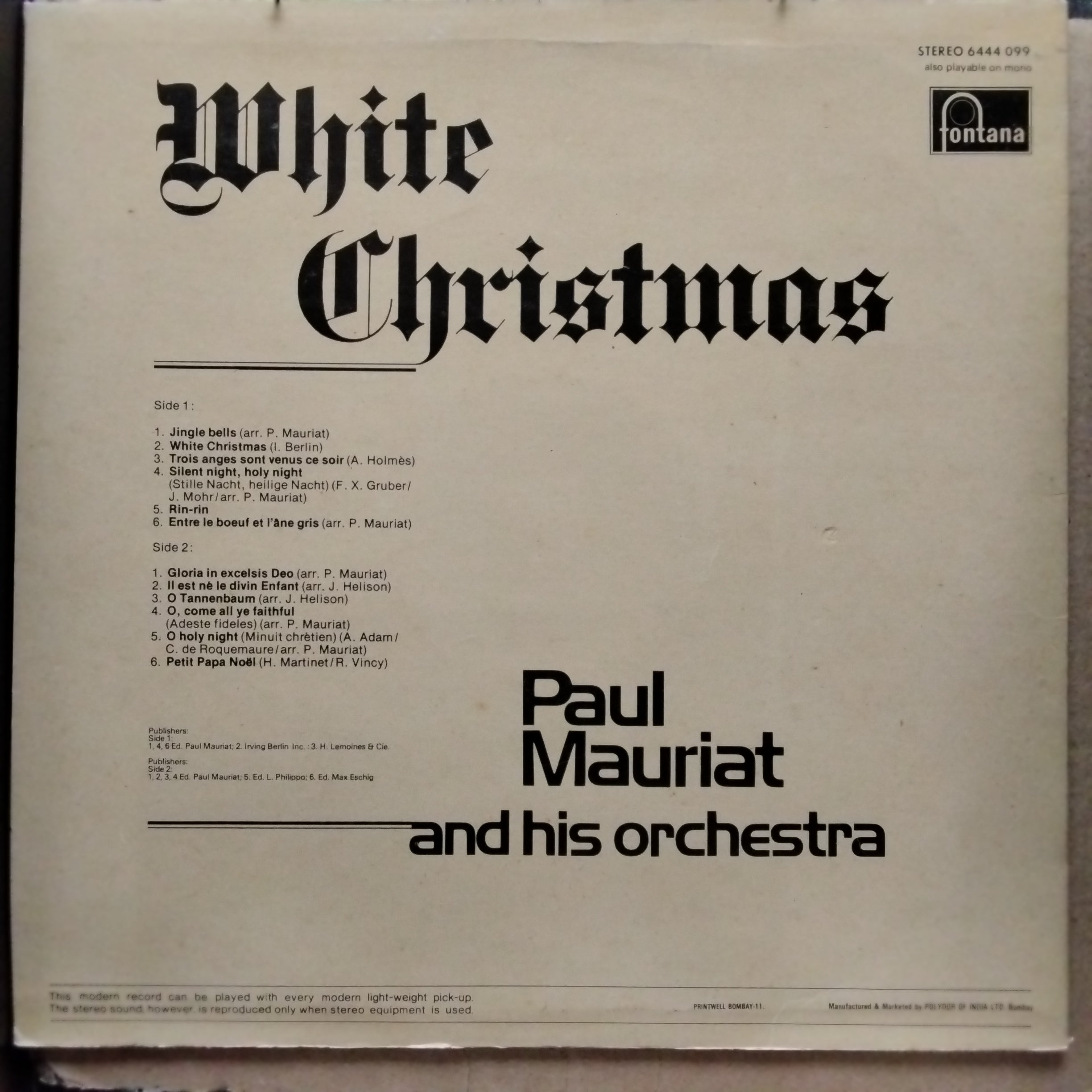 Paul Mauriat - White Christmas  (Vinyl)