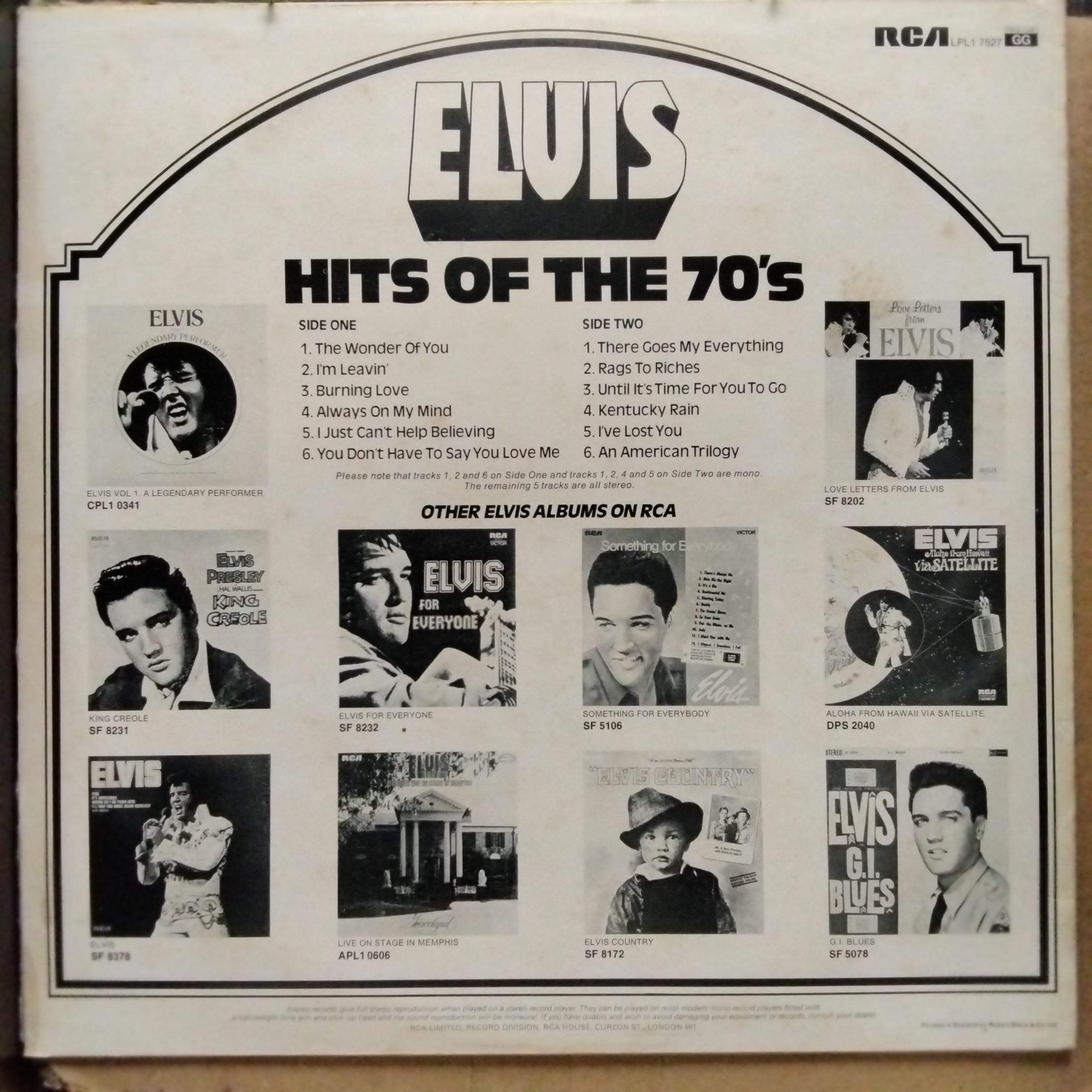 Elvis Presley  - Hits Of The 70'S (Vinyl)