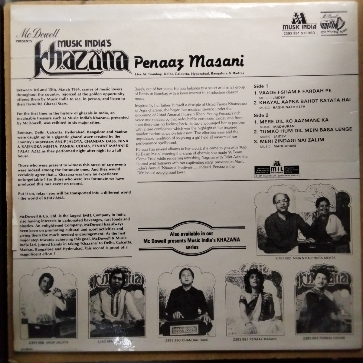 Penaaz Masani - Penaaz Masani (Live At Delhi, Calcutta, Hyderabad, Bangalore & Madras) (Vinyl)