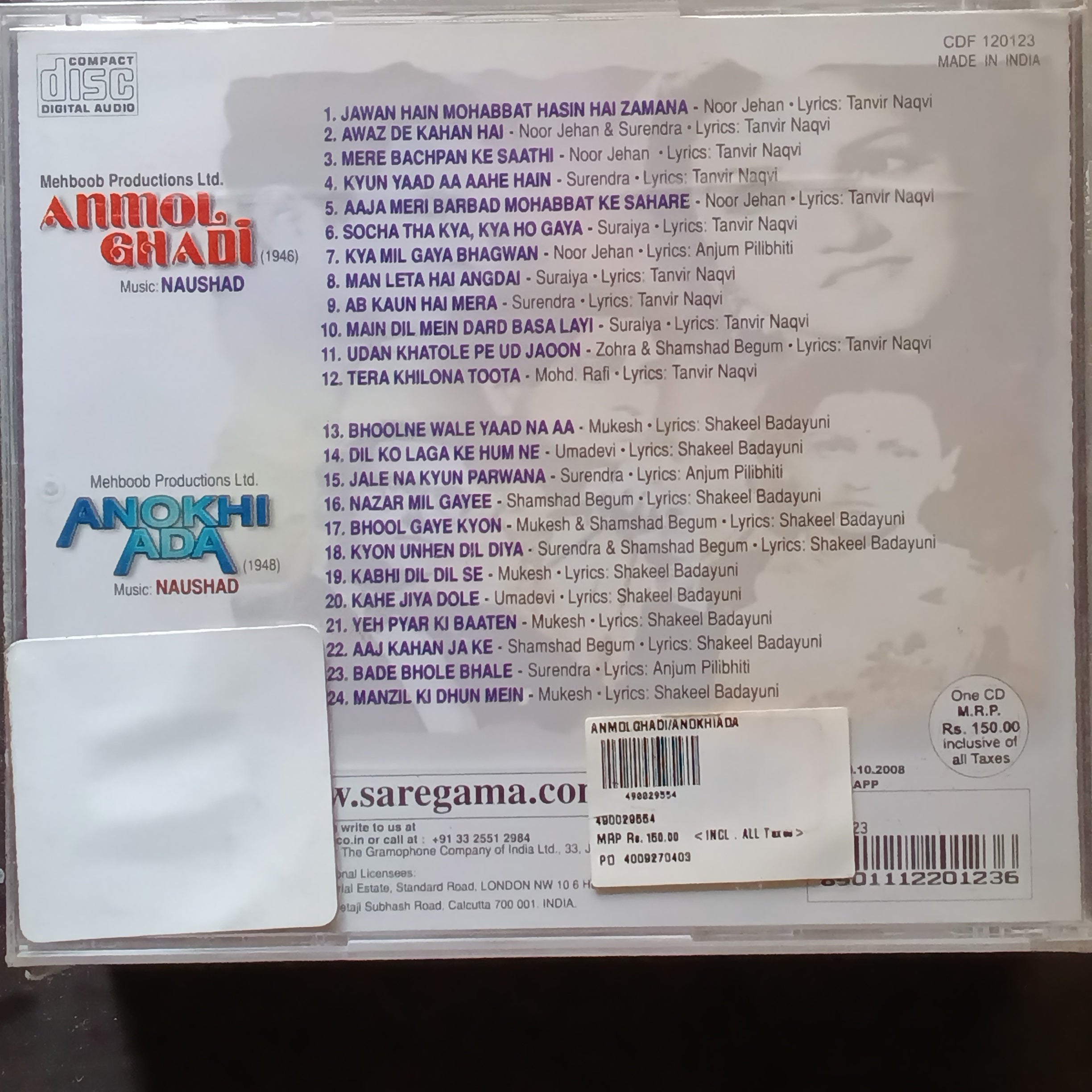 Naushad  - Anmol Ghadi + Anokhi Ada (CD)