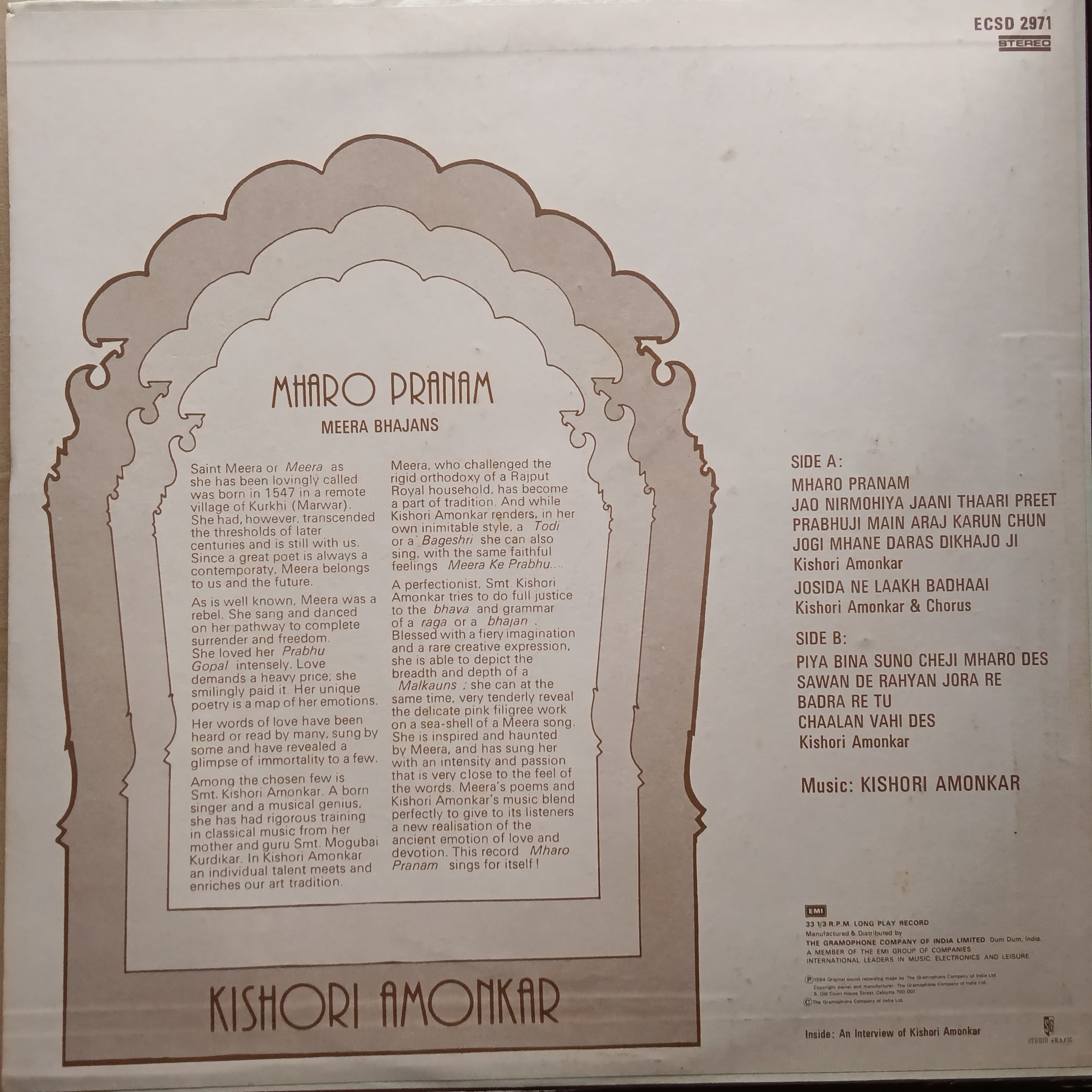 Kishori Amonkar - Mharo Pranam (Vinyl)