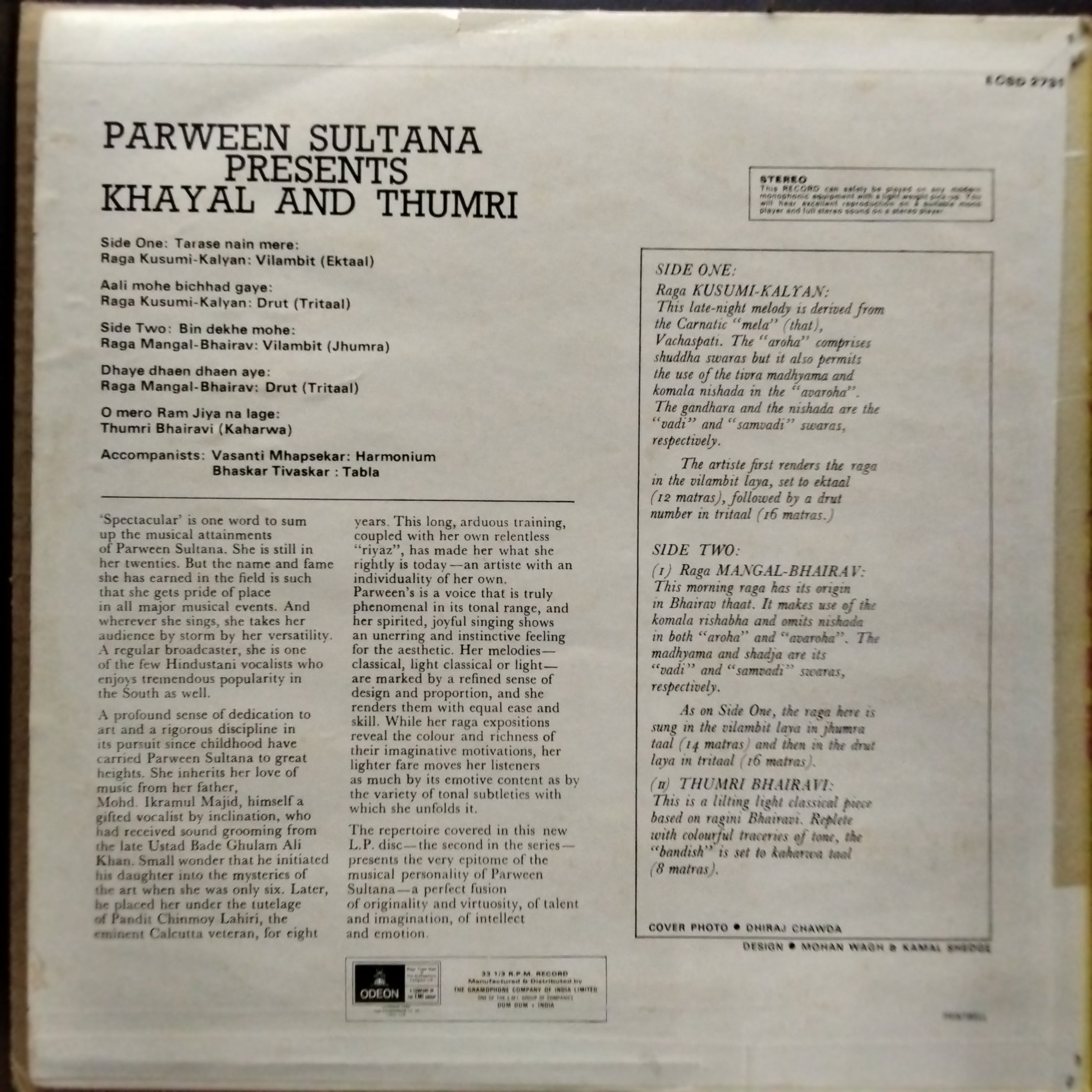 Parween Sultana  - Khayal & Thumri (Vinyl)