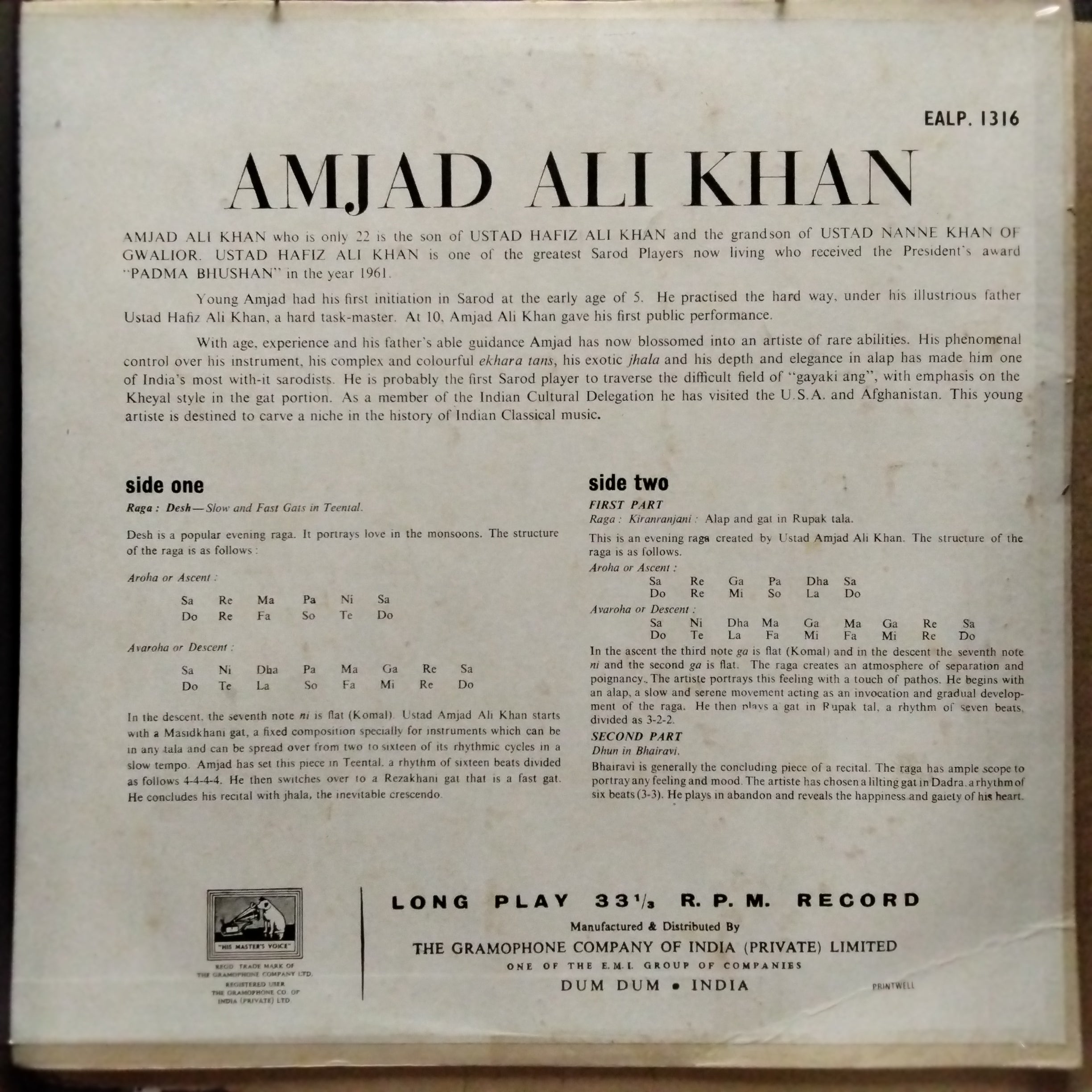 Amjad Ali Khan  - Amjad Ali Khan (Vinyl)