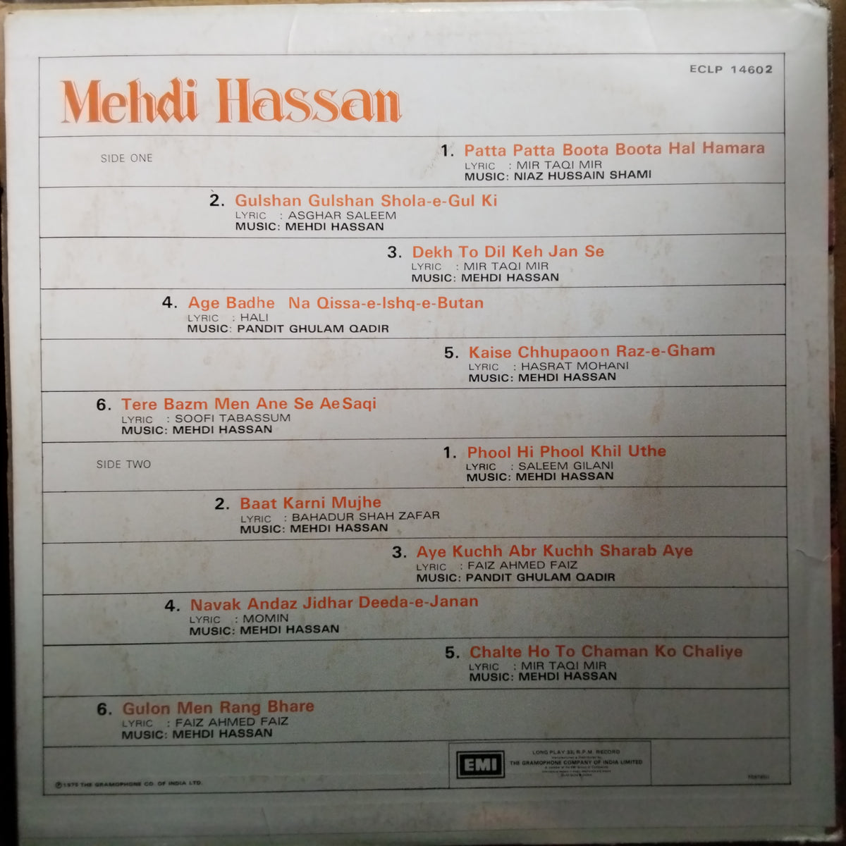 Mehdi Hassan  - Ghazals (Vol II (Vinyl)