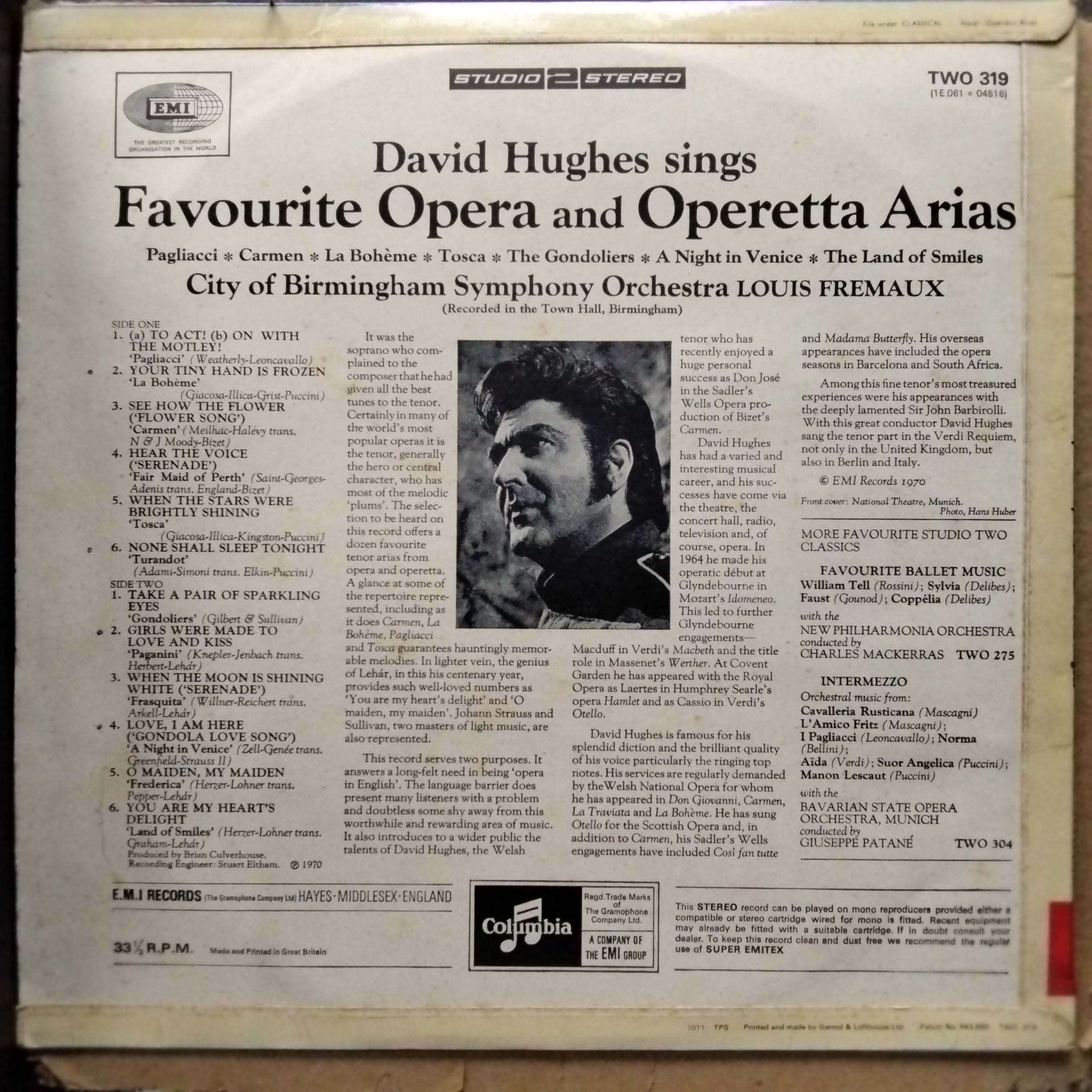 David Hughes (11) With City Of Birmingham Symphony Orchestra  - Sings Favourite Opera And Operetta Arias (Vinyl)