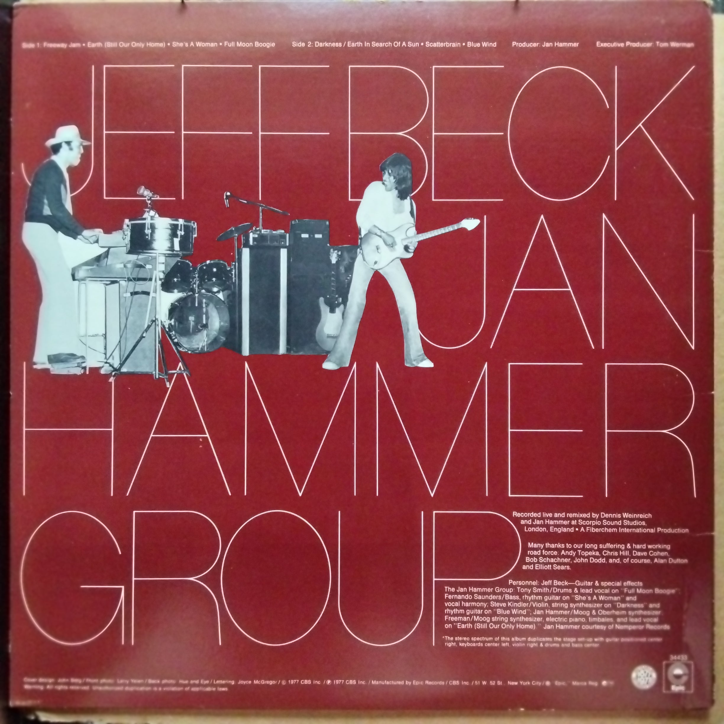 Jeff Beck With The Jan Hammer Group  - Live (Vinyl)