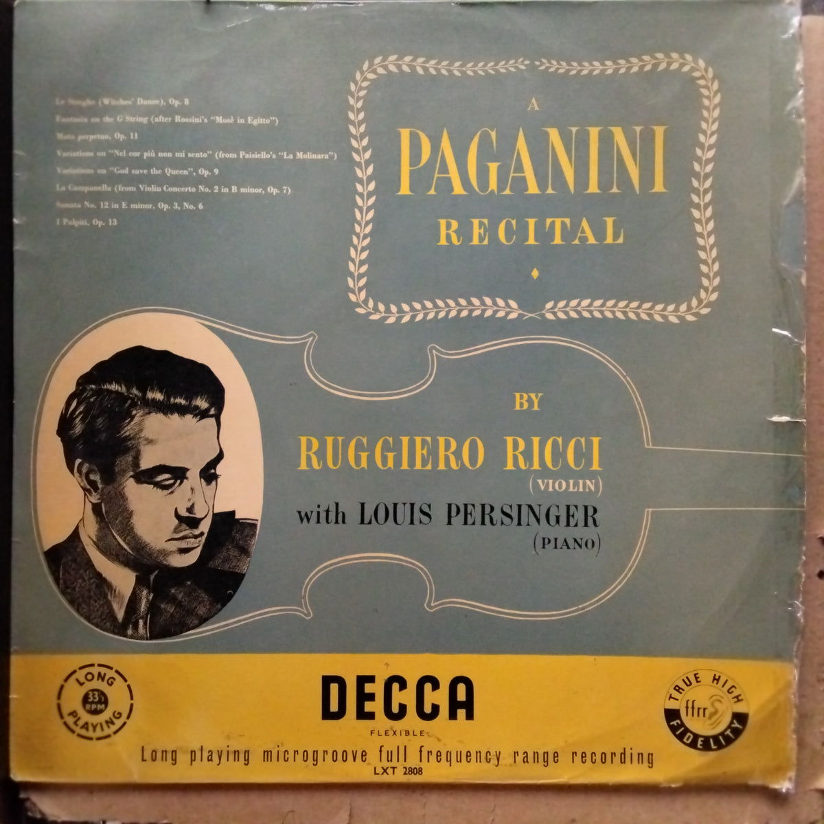 Niccolò Paganini, Ruggiero Ricci, Louis Persinger  - A Paganini Recital (Vinyl)