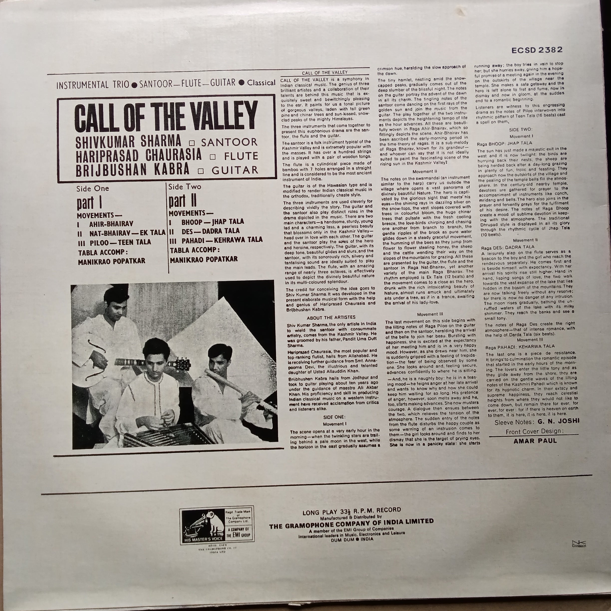 Shivkumar Sharma + Hariprasad Chaurasia + Brijbushan Kabra - Call Of The Valley (Vinyl)