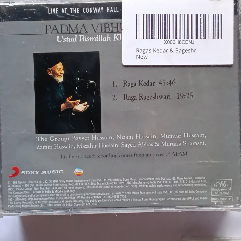 Bismillah Khan  - Ragas Kedar Rageshwari  (CD)