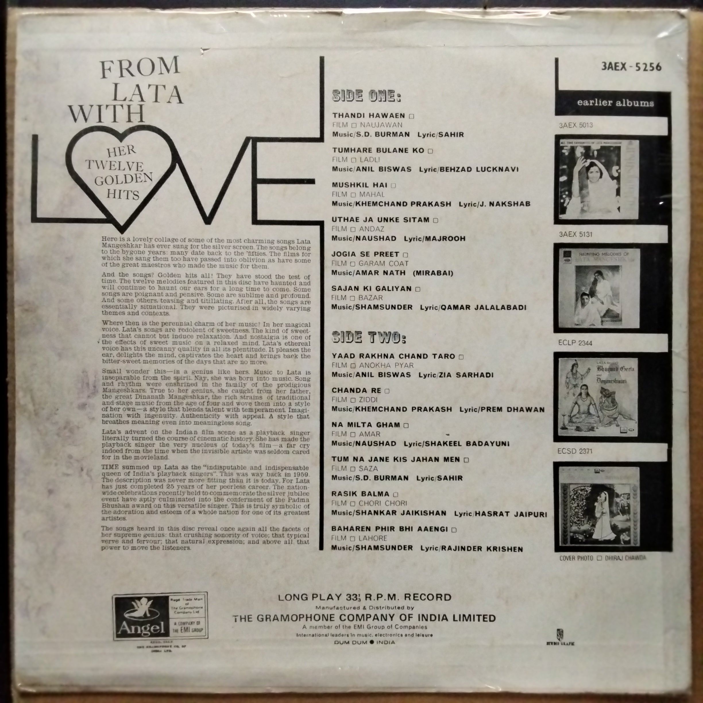 Lata From Lata With Love - Her Twelve Golden Hits (Vinyl)