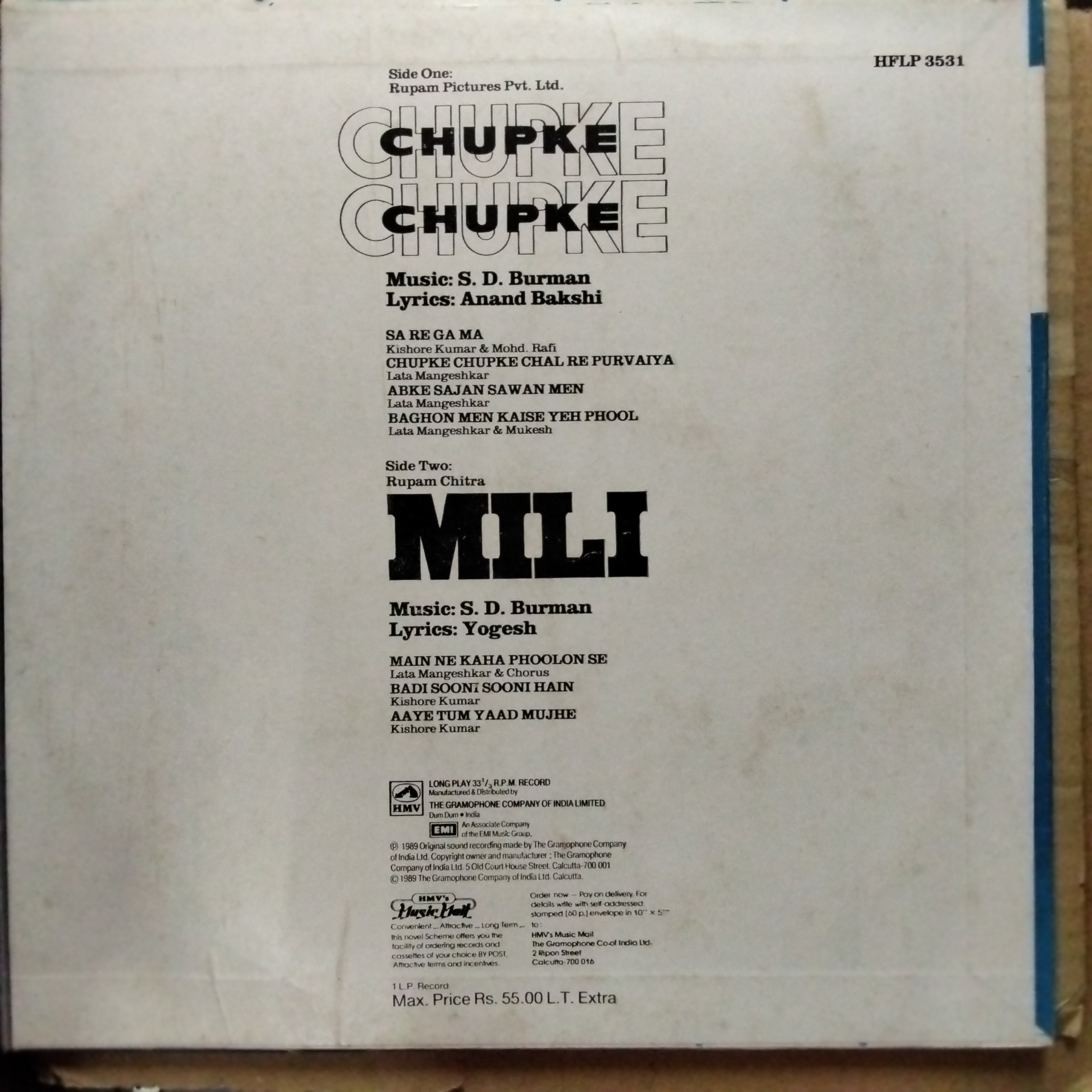 S. D. Burman  - Mili / Chupke Chupke (Vinyl)