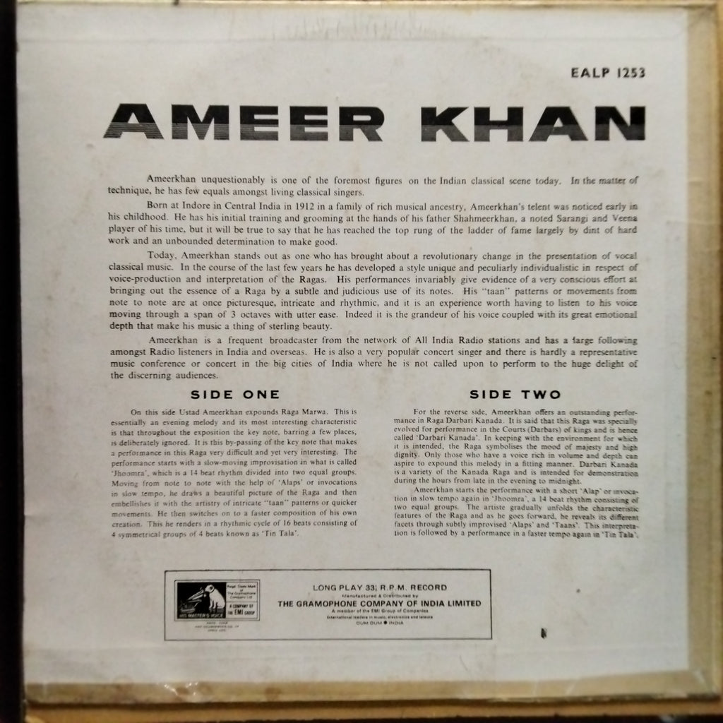 Ameer Khan* - Raga Marwa / Darbari Kanada (Vinyl)
