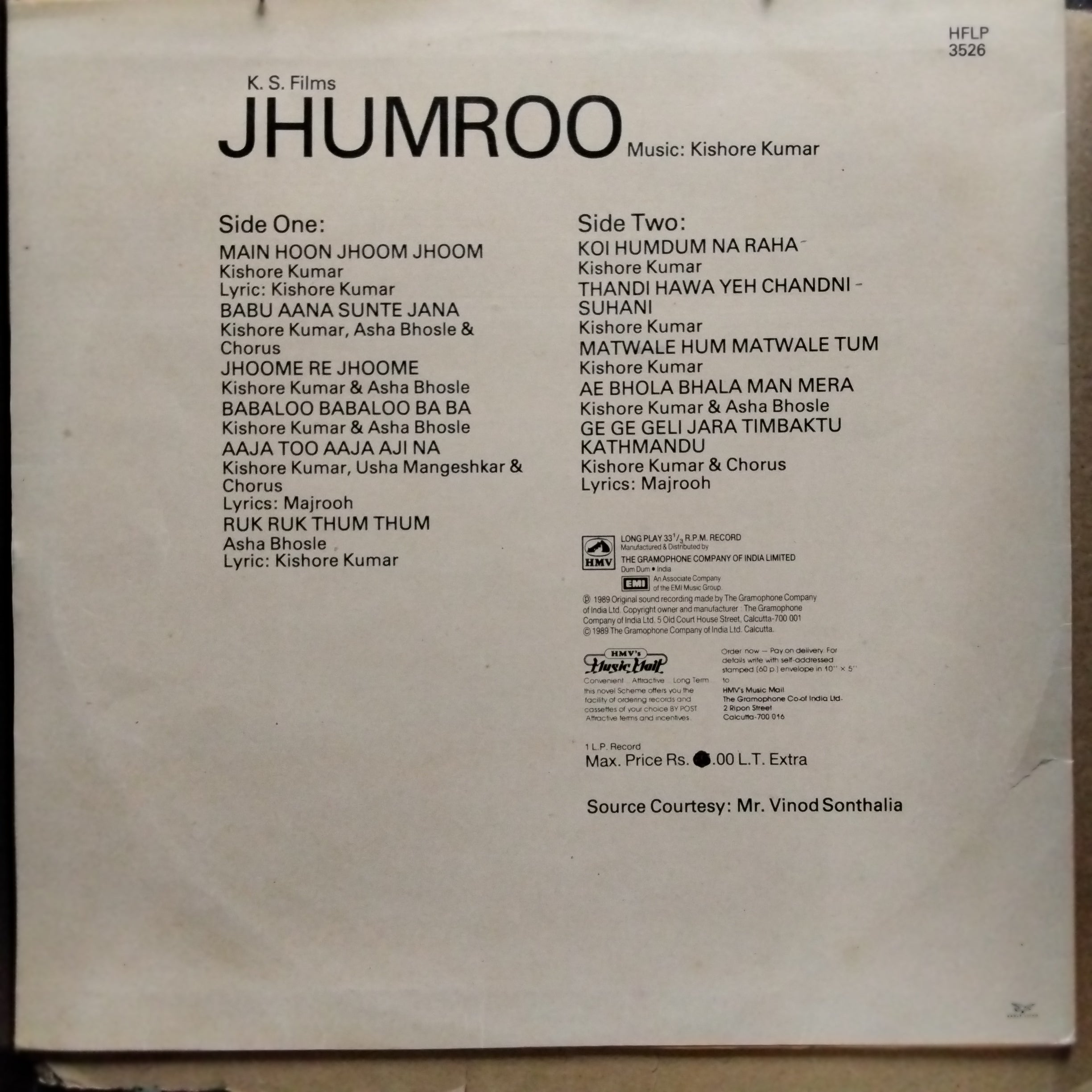 Kishore Kumar  - Jhumroo  (Vinyl)