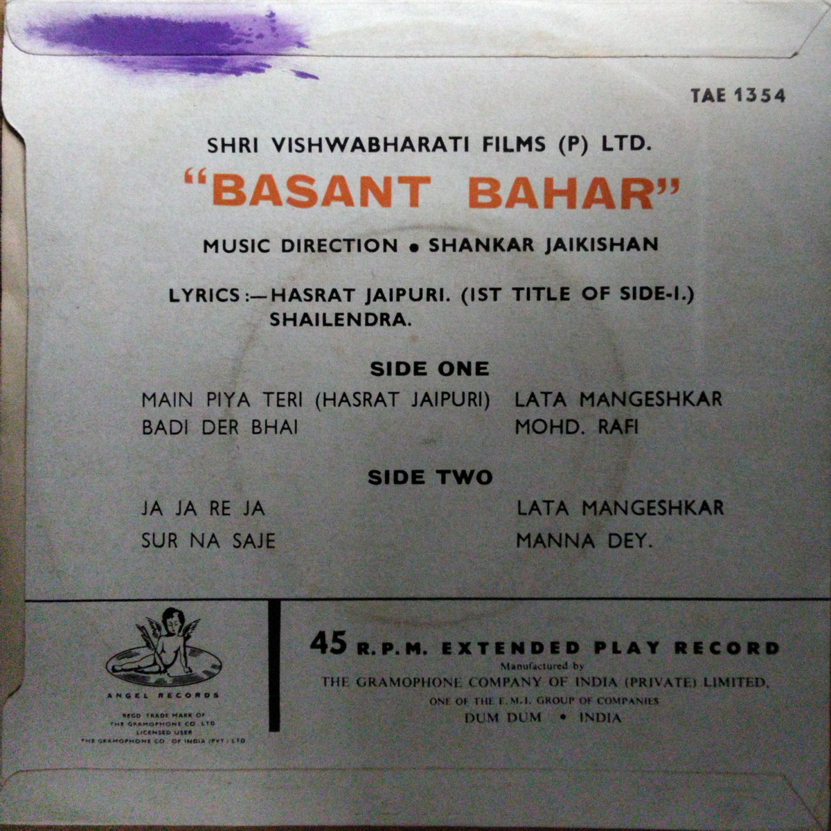 Shankar Jaikishan*  - Basant Bahar (45-RPM)