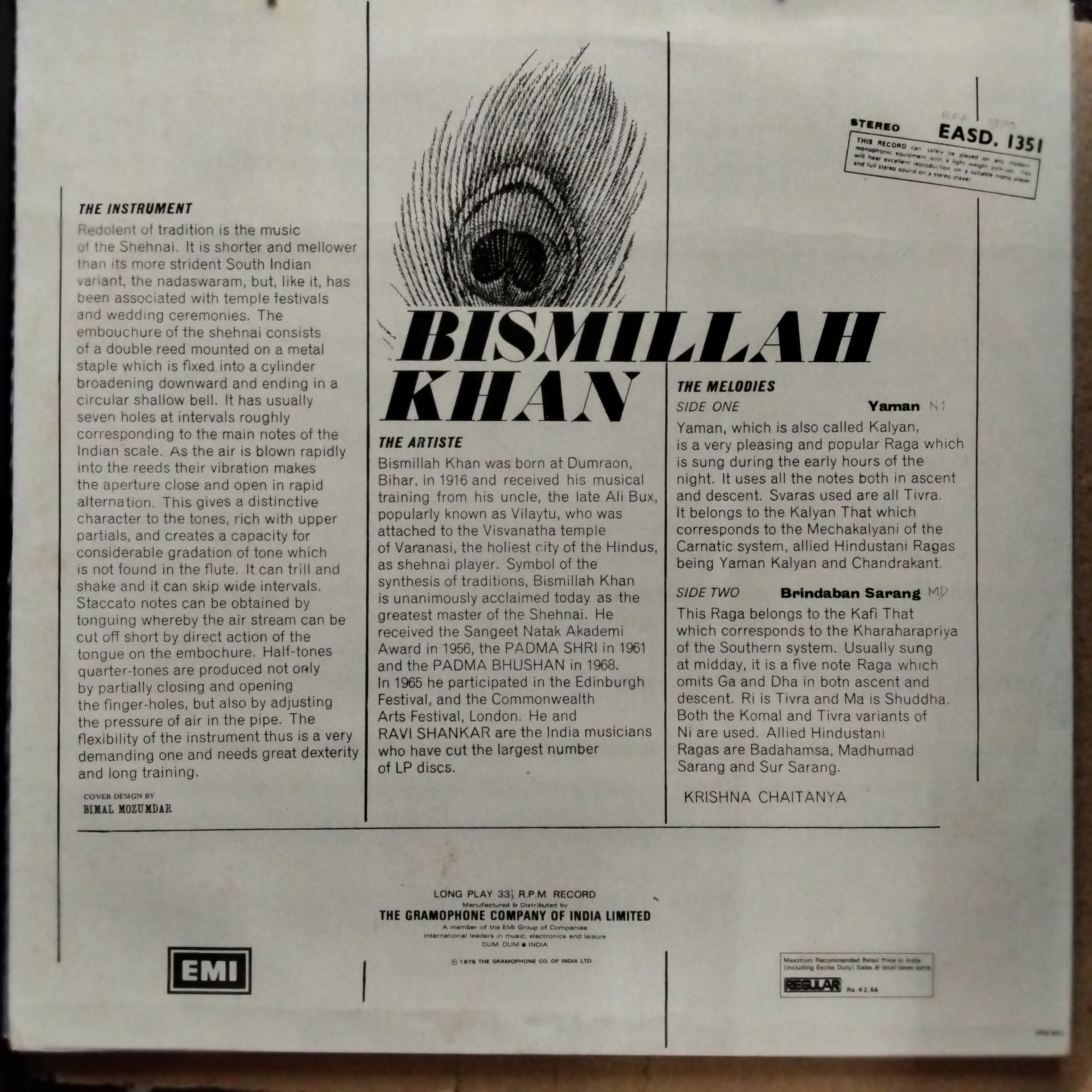 Bismillah Khan  - Yaman / Brindaban Sarang (Vinyl)