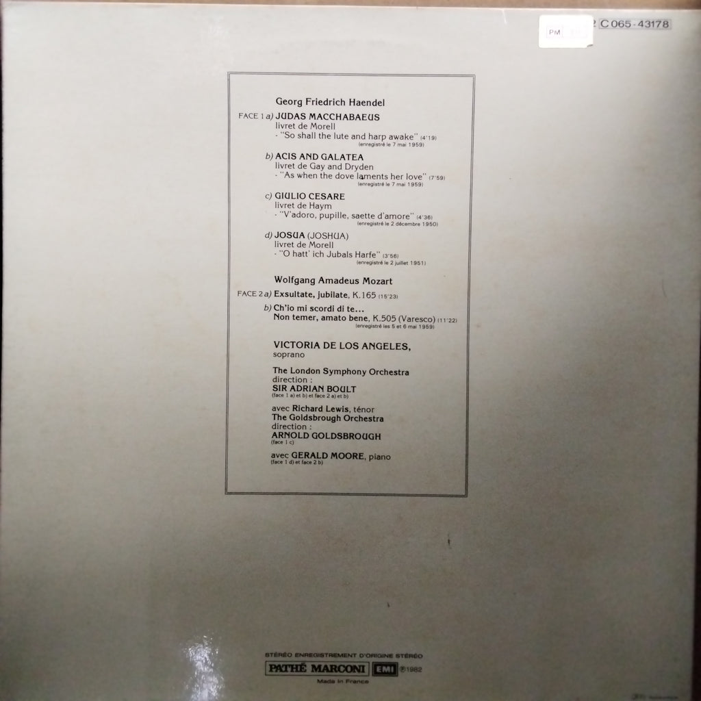 Victoria De Los Angeles, London Symphony Orchestra, Sir Adrian Boult, The Goldsbrough Orchestra*, Arnold Goldsbrough, Richard Lewis (3), Gerald Moore  - Chante Haendel Et Mozart (Vinyl)