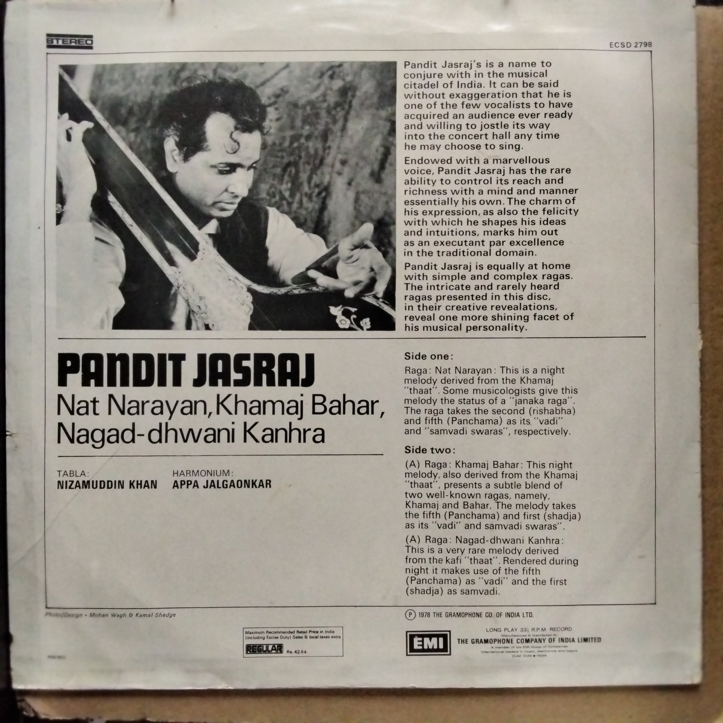 Pandit Jasraj  - Nat Narayan, Khamaj Bahar, Nagad-Dhwani Kanhra (Vinyl)