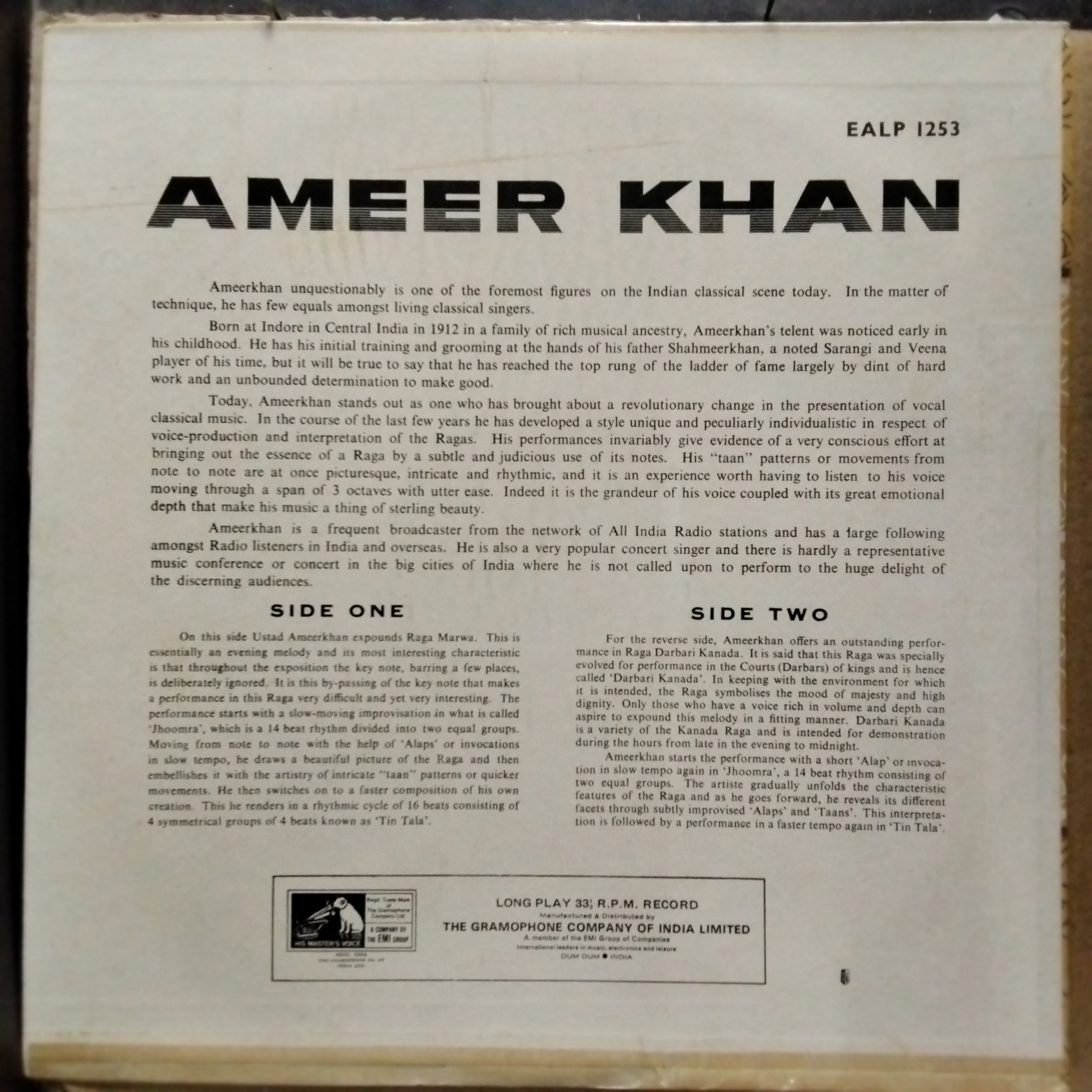 Ameer Khan - Raga Marwa / Darbari Kanada (Vinyl)