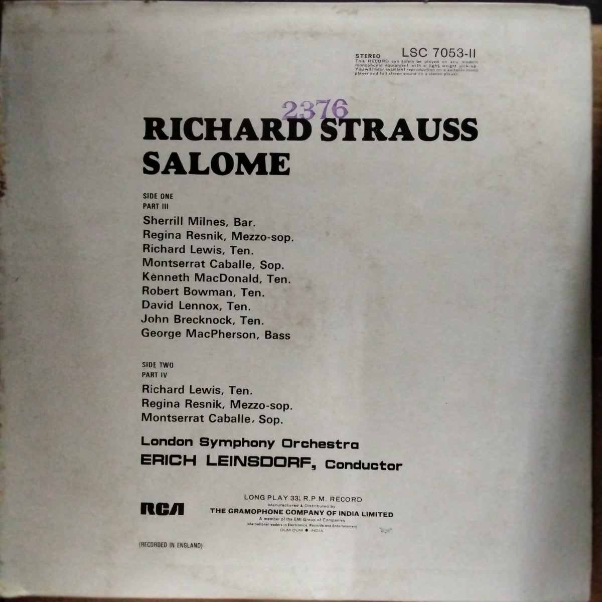 Strauss*, Caballé*, Leinsdorf*, London Symphony Orchestra - Salome (Vinyl)