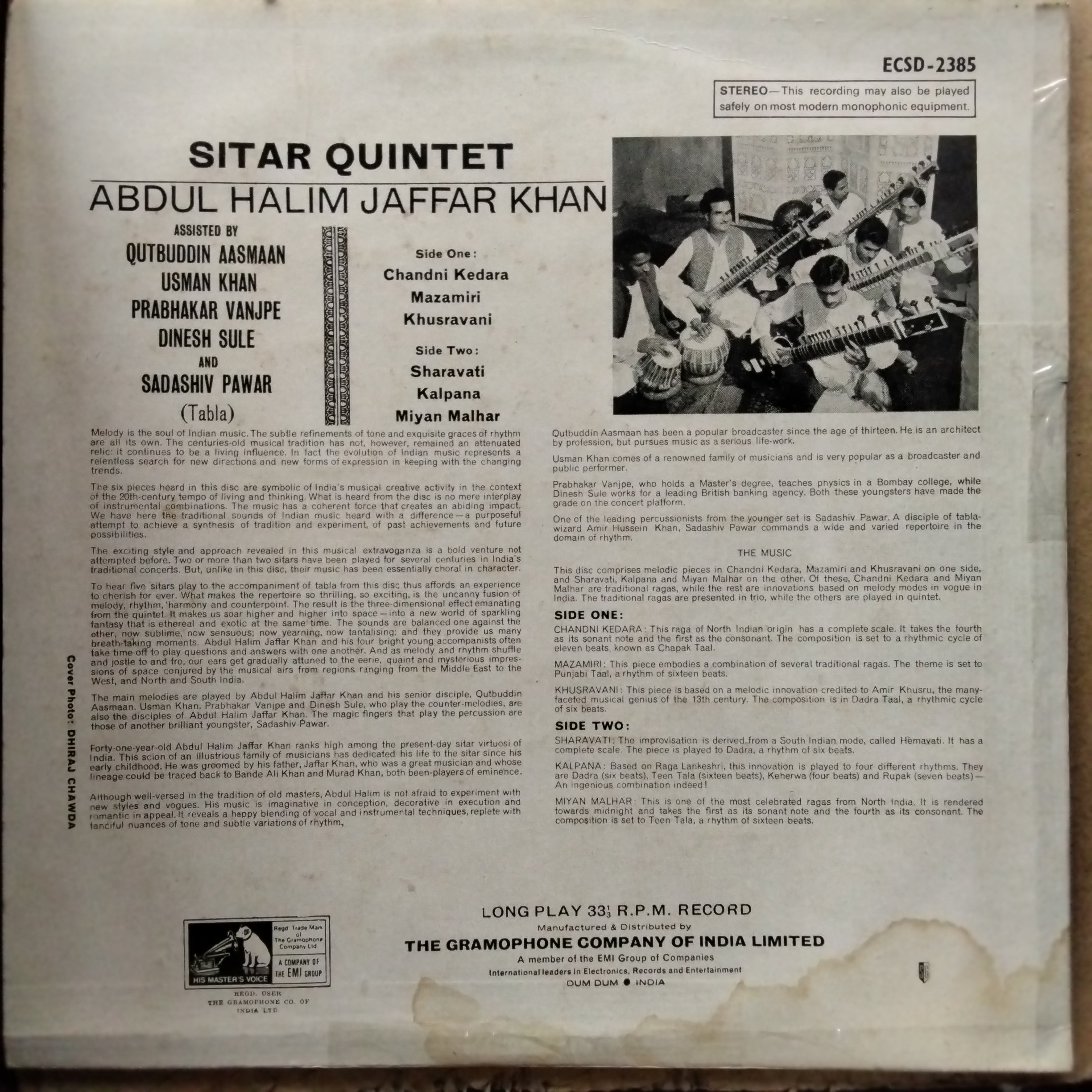 Abdul Halim Jaffer Khan  - Sitar Quintet (Vinyl)