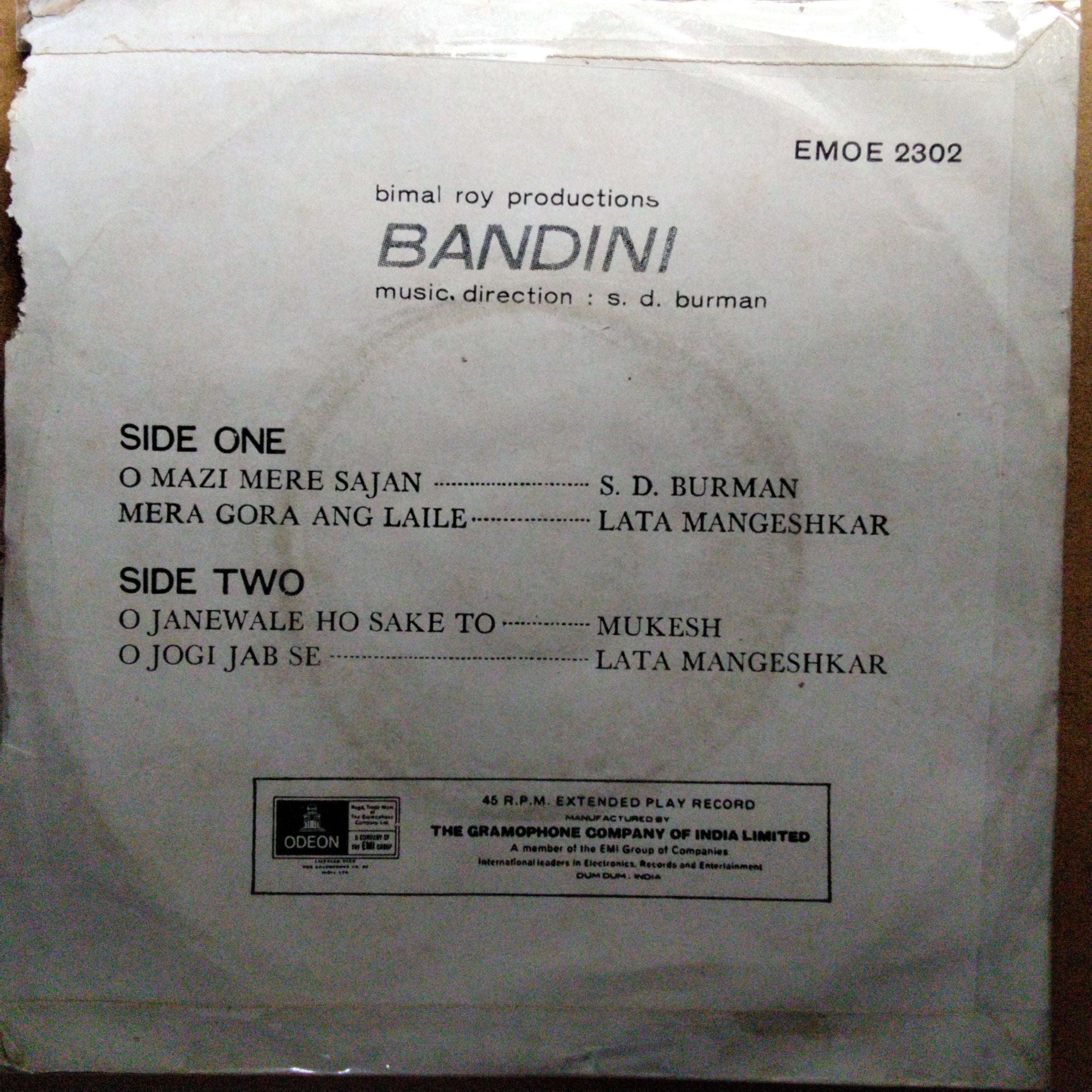 S.D. Burman  - Bandini  (45-RPM)