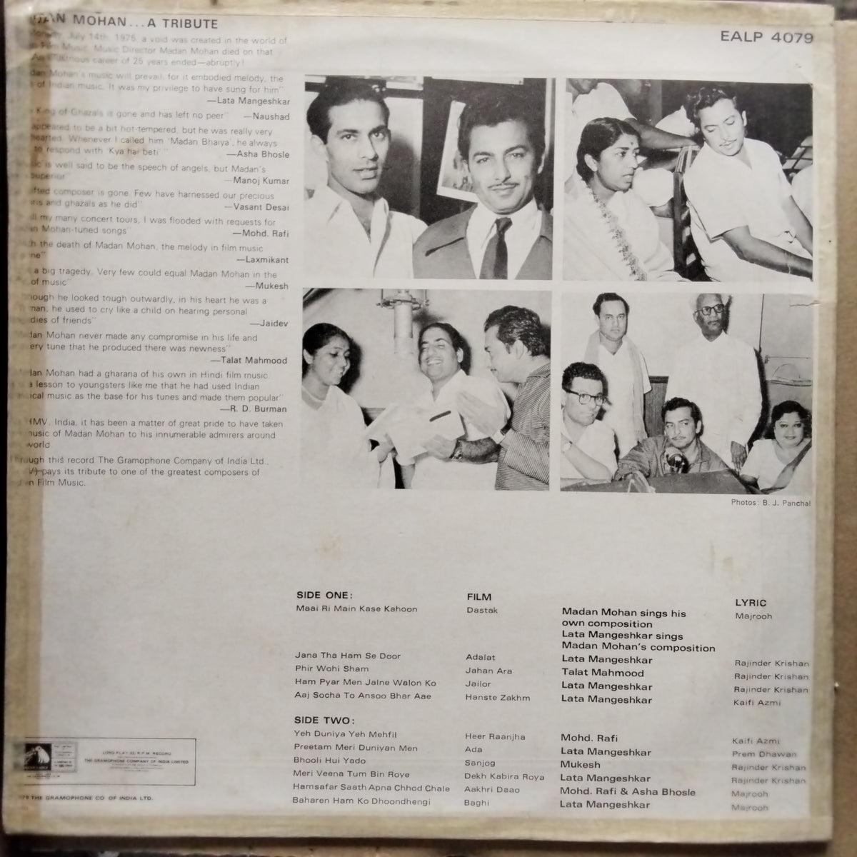 Madan Mohan  - Madan Mohan...A Tribute (Vinyl)