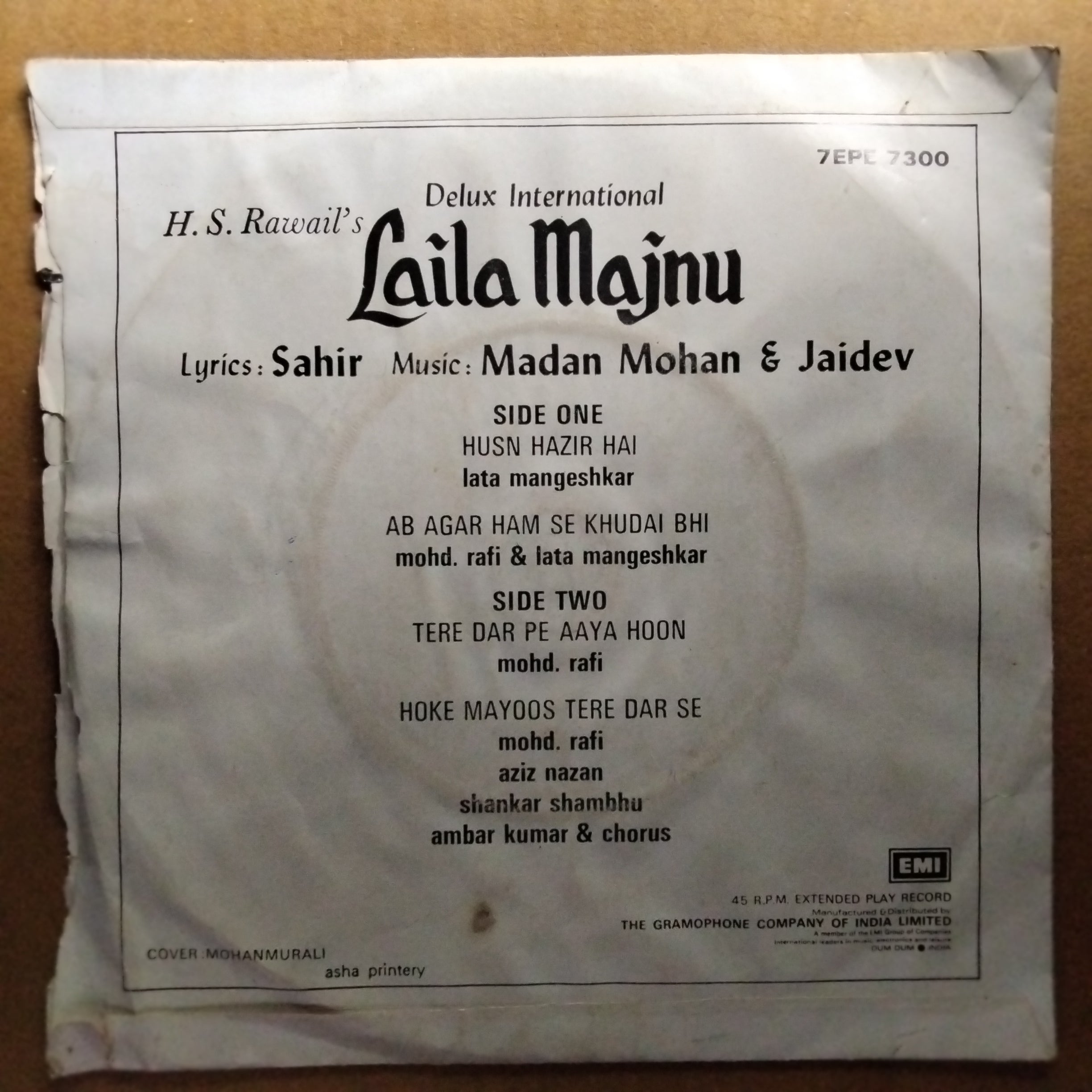Madan Mohan & Jaidev, Sahir*  - Laila Majnu (45-RPM)